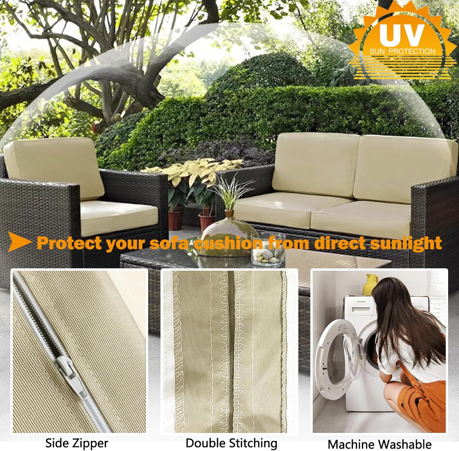 Patio Cushion Covers 24x24 Waterproof Outdoor Cushion Covers for Patio Furniture 4Pack Patio Cushion Slicovers Replacement Outdoor Seat Cushion Slip Cover for Wicker Chair