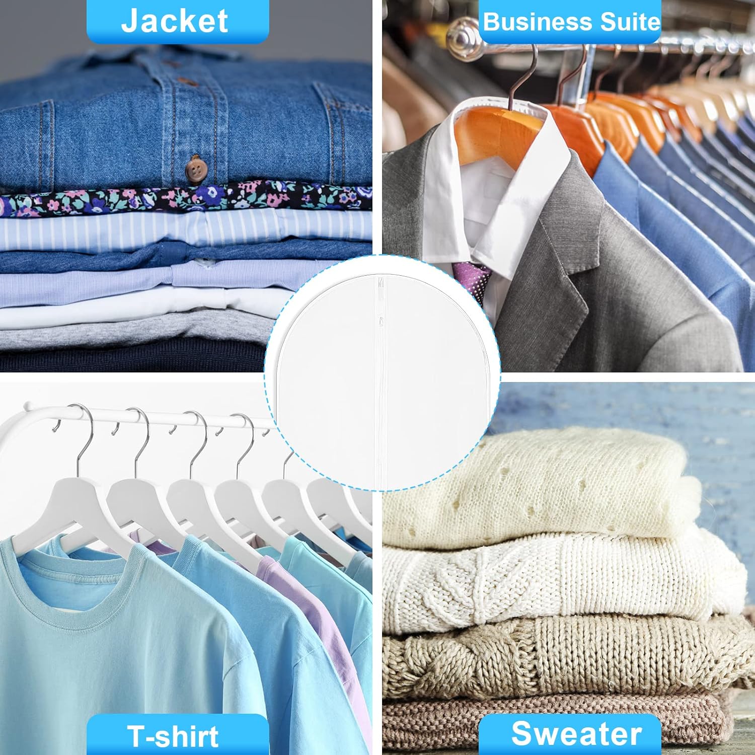 100 Pcs 24%27%27 x 32%27%27 Clear Garment Bags Full Zipper Suit Lightweight Clothes Cover for Hanging PEVA Protectors Breathable Dust Plastic