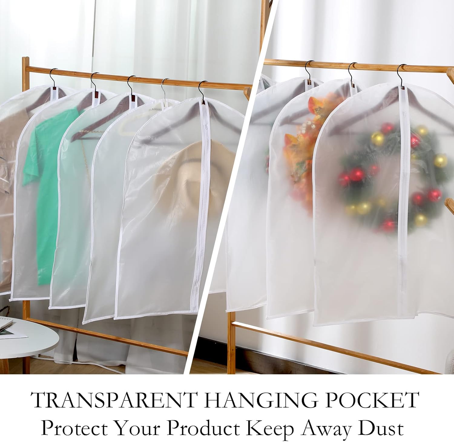 100 Pcs 24%27%27 x 32%27%27 Clear Garment Bags Full Zipper Suit Lightweight Clothes Cover for Hanging PEVA Protectors Breathable Dust Plastic