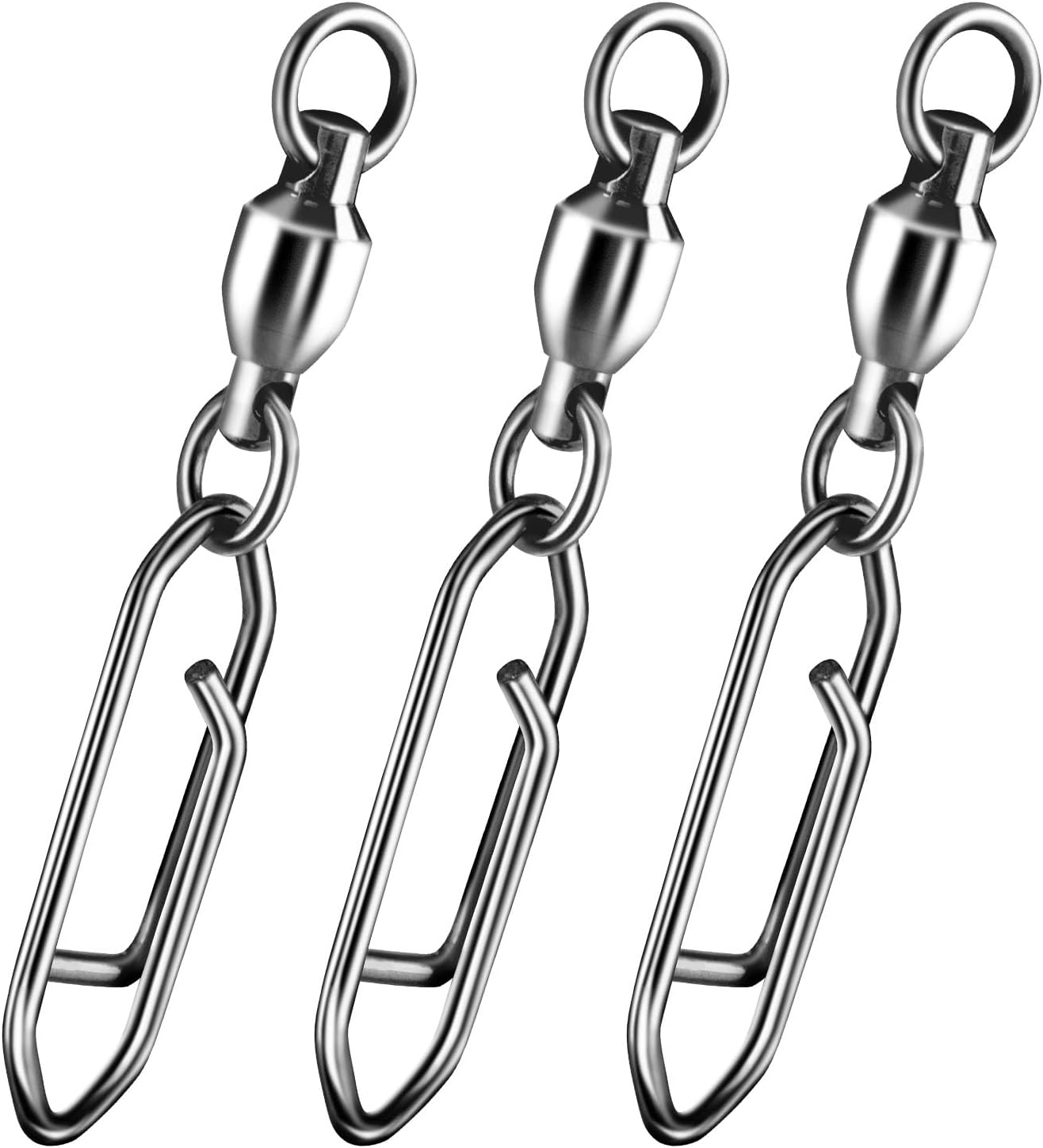 30-Pack Fishing Speed Clips Quick Change Snap Swivels, Ball Bearing Swivel Power Swivels Freshwater Saltwater Crankbait Popper Lures Snaps Connectors Tackle Size 0+S (33LB) 30pcs