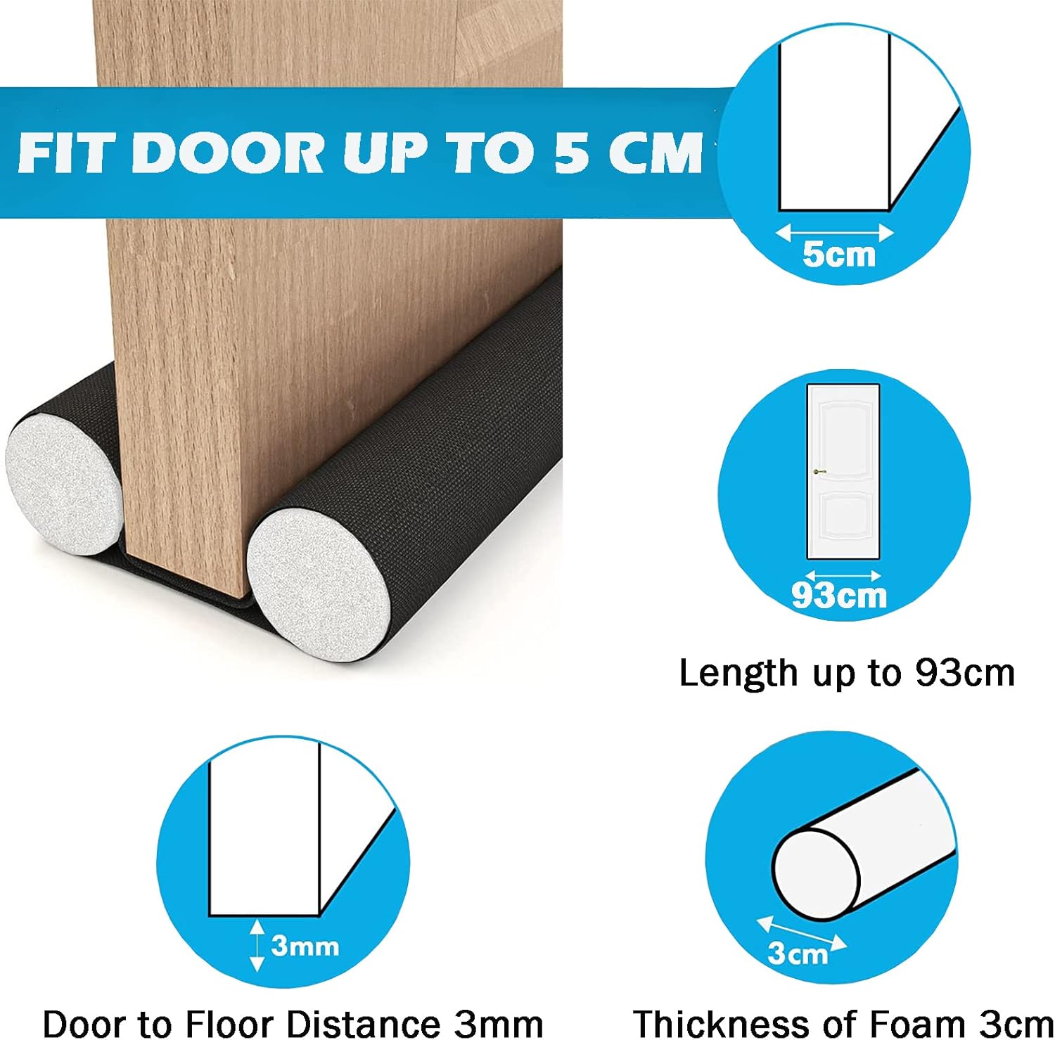 Insulated Door Draft Stopper with Eco-Friendly Oxford Fabric