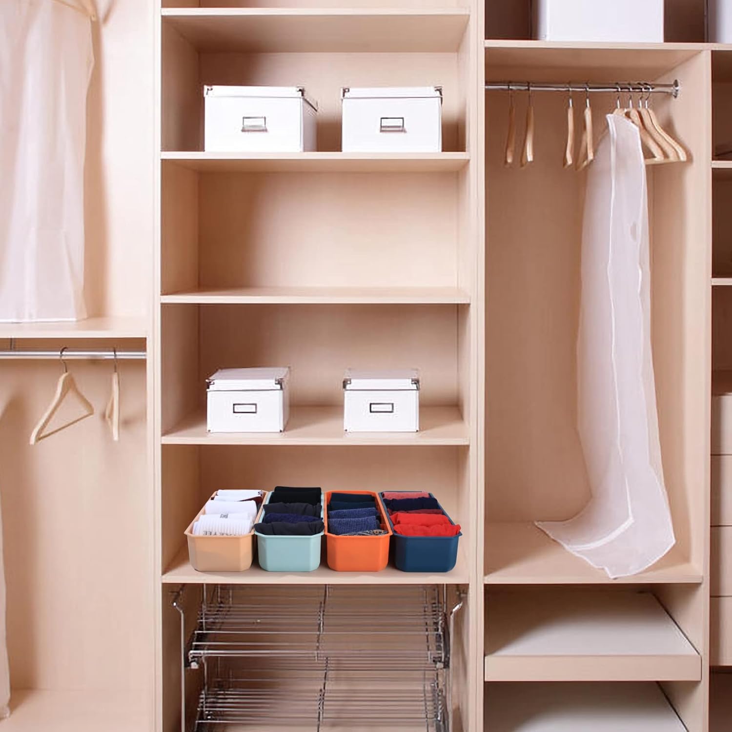 4 pieces of sock and underwear storage boxes