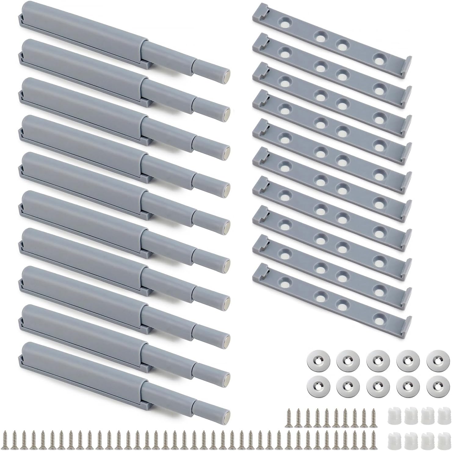 Petluno Pack of 10 push-to-open door openers, soft close door dampers for kitchen cabinet doors