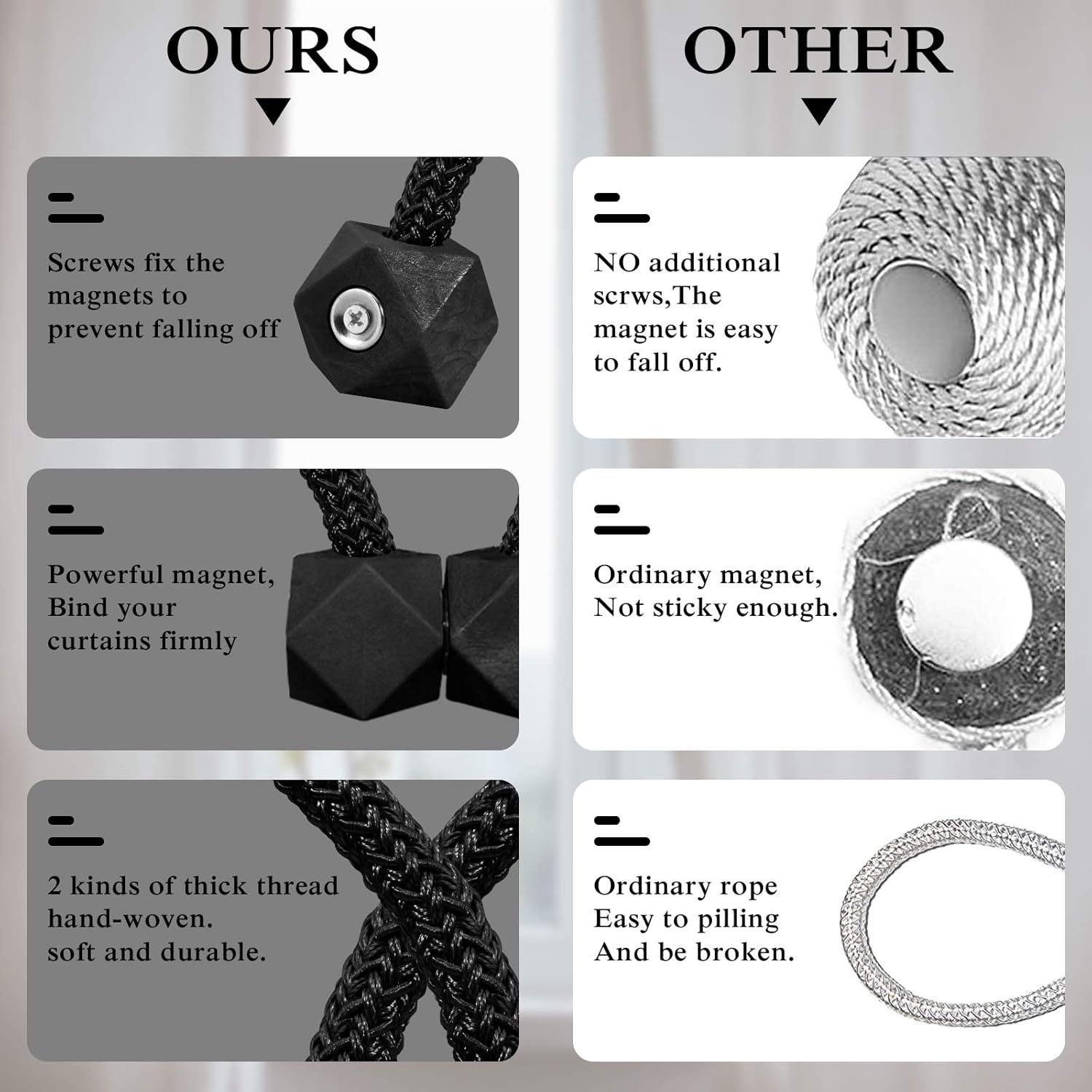 8 PCS Magnetic Curtain Tiebacks