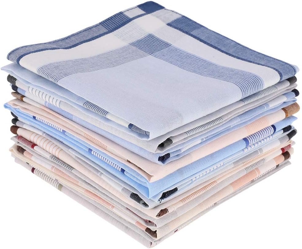 12 Pcs 100% Cotton Men’s Plaid Handkerchief 12 Pcs 100% Cotton Men’s Plaid Handkerchief