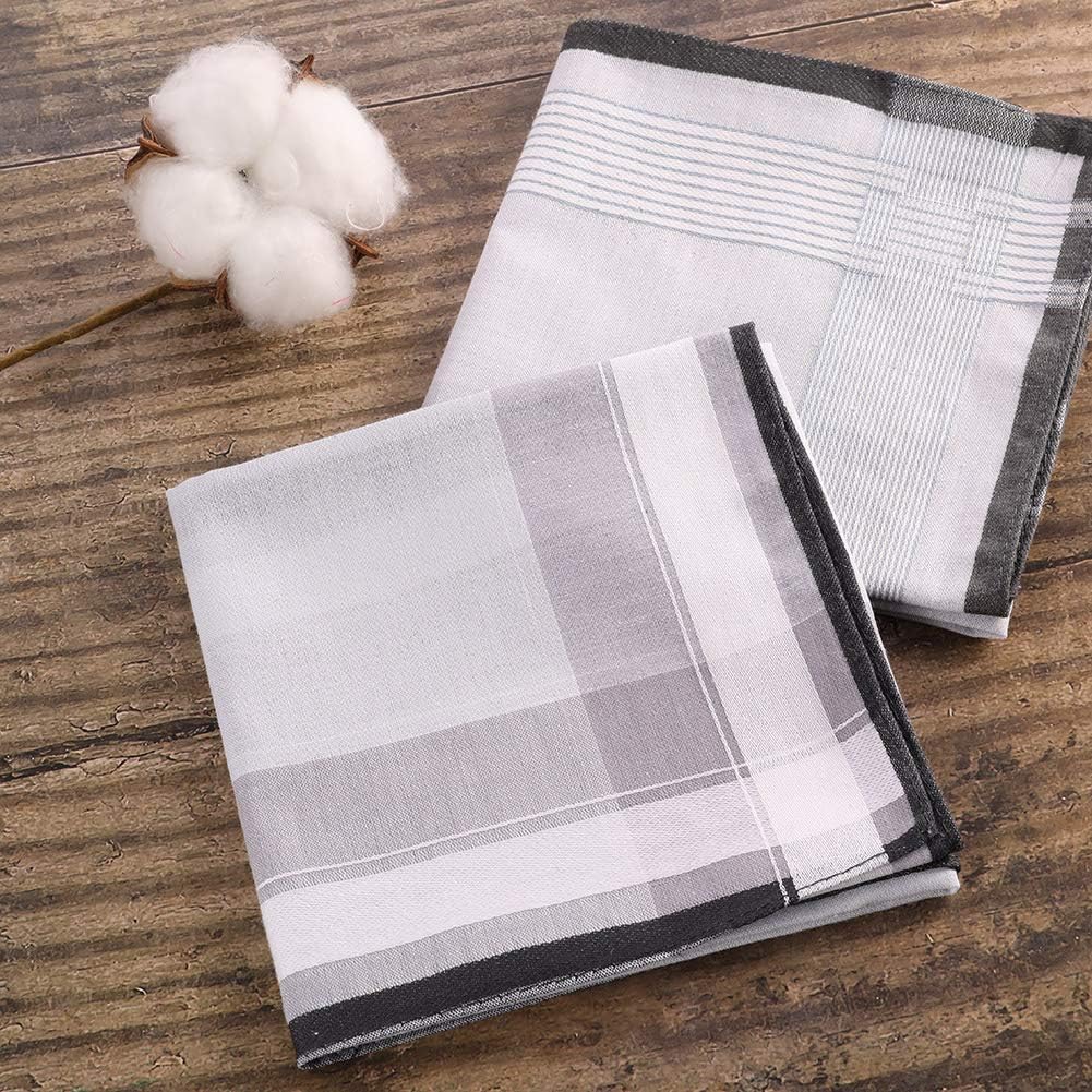 12 Pcs 100% Cotton Men’s Plaid Handkerchief