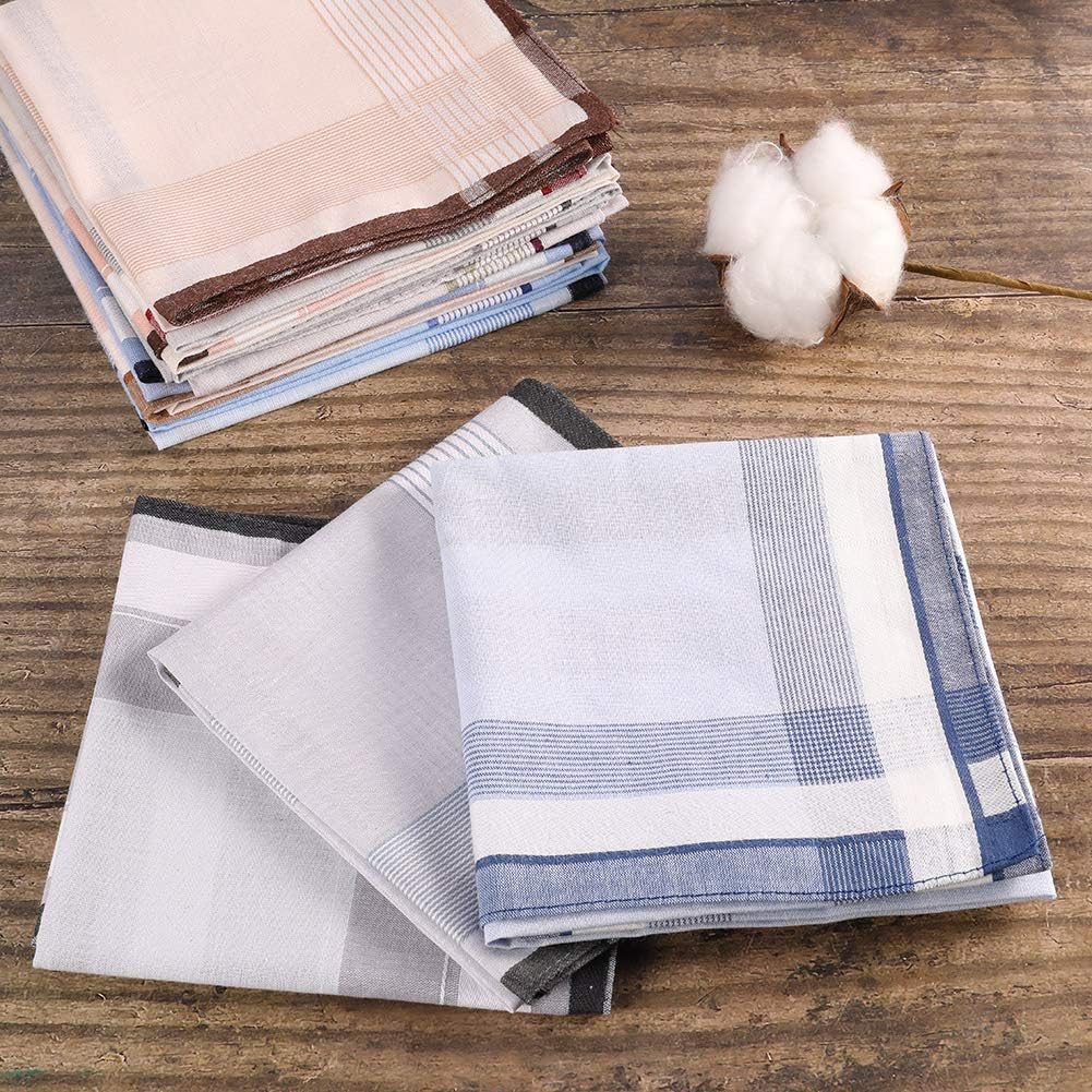 12 Pcs 100% Cotton Men’s Plaid Handkerchief
