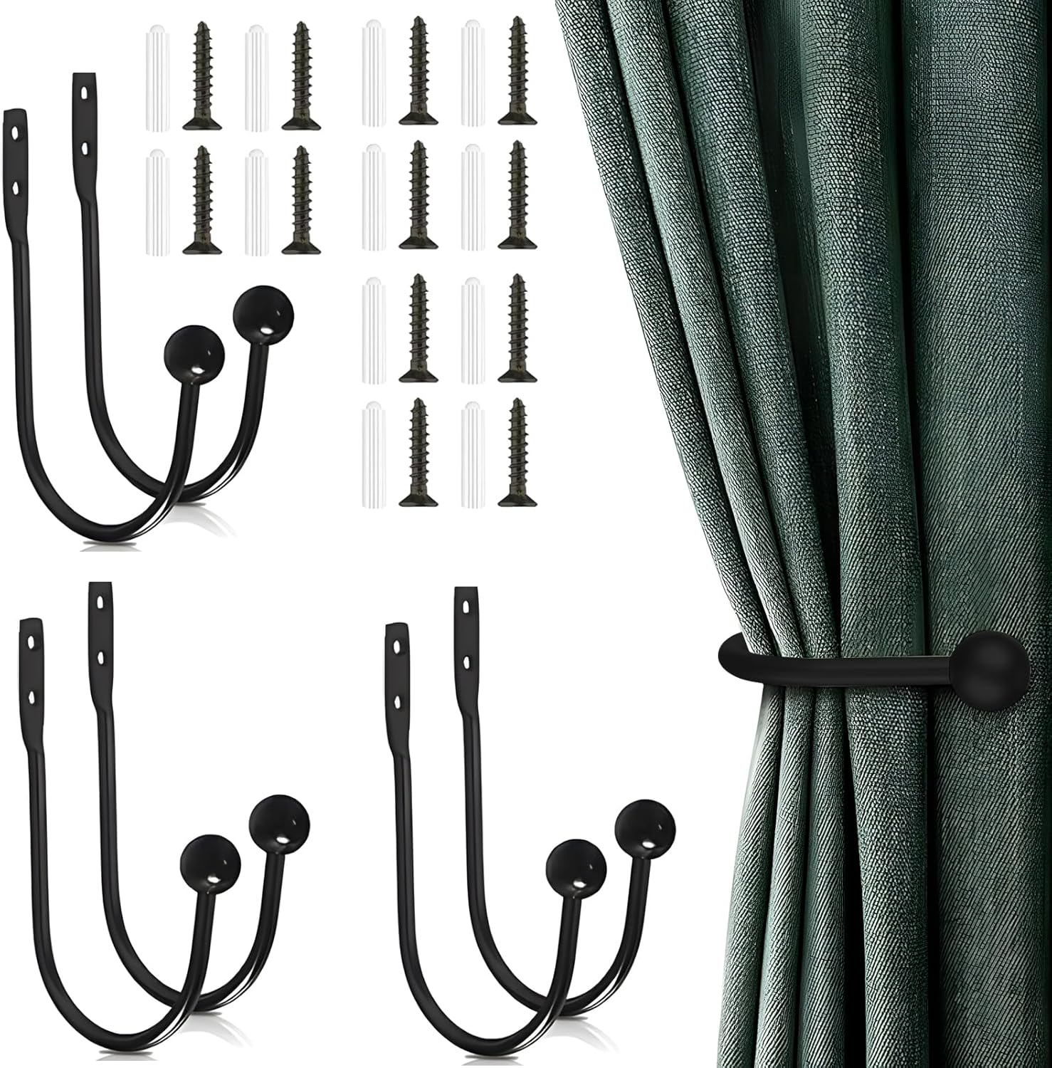 6 Pcs Curtain Holdbacks Curtain Tiebacks 6 Pcs Curtain Holdbacks Curtain Tiebacks