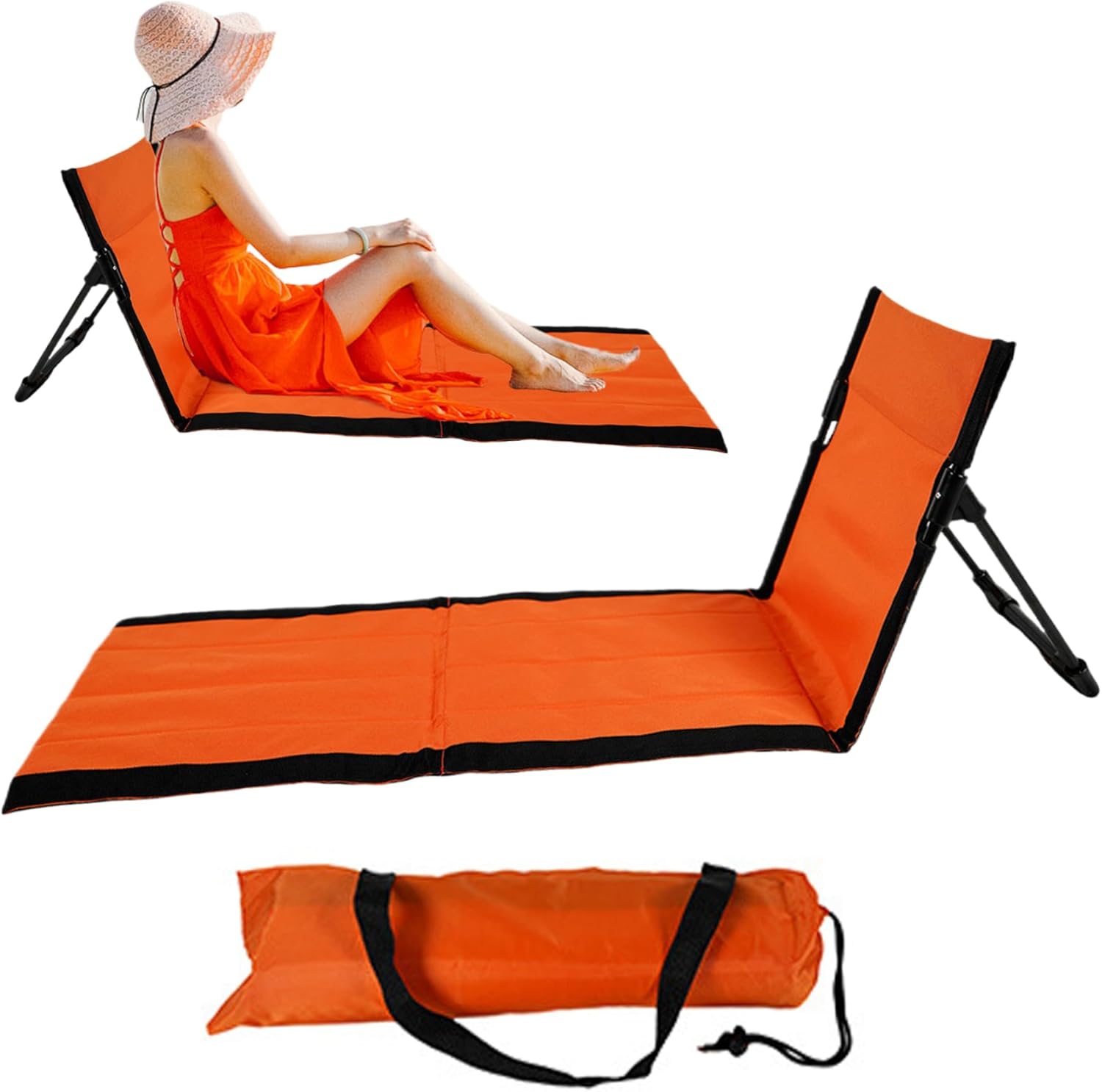 Reclining Beach Mat 15x43.3x15.8/15x26.8x15.8%27%27 Oxford Cloth Waterproof Foldable Beach Lounge Chair Lightweight & Portable Lounger for Adults Holidays Camping Park