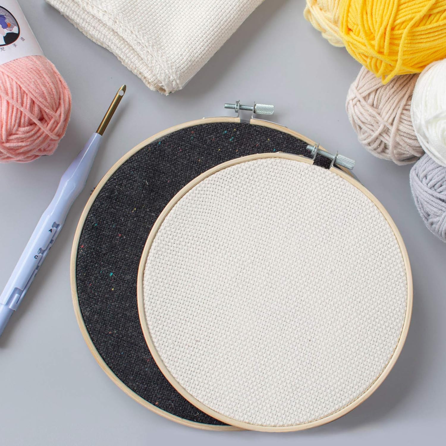 5 PCS Embroidery Hoops Round Bamboo Embroidery Hoop Circle Embroidery Frame Wood Hoop Cross Stitch Hoop Adjustable Sewing Rings Hoop for Embroidery Cross Stitching Crafts(4-8inch)