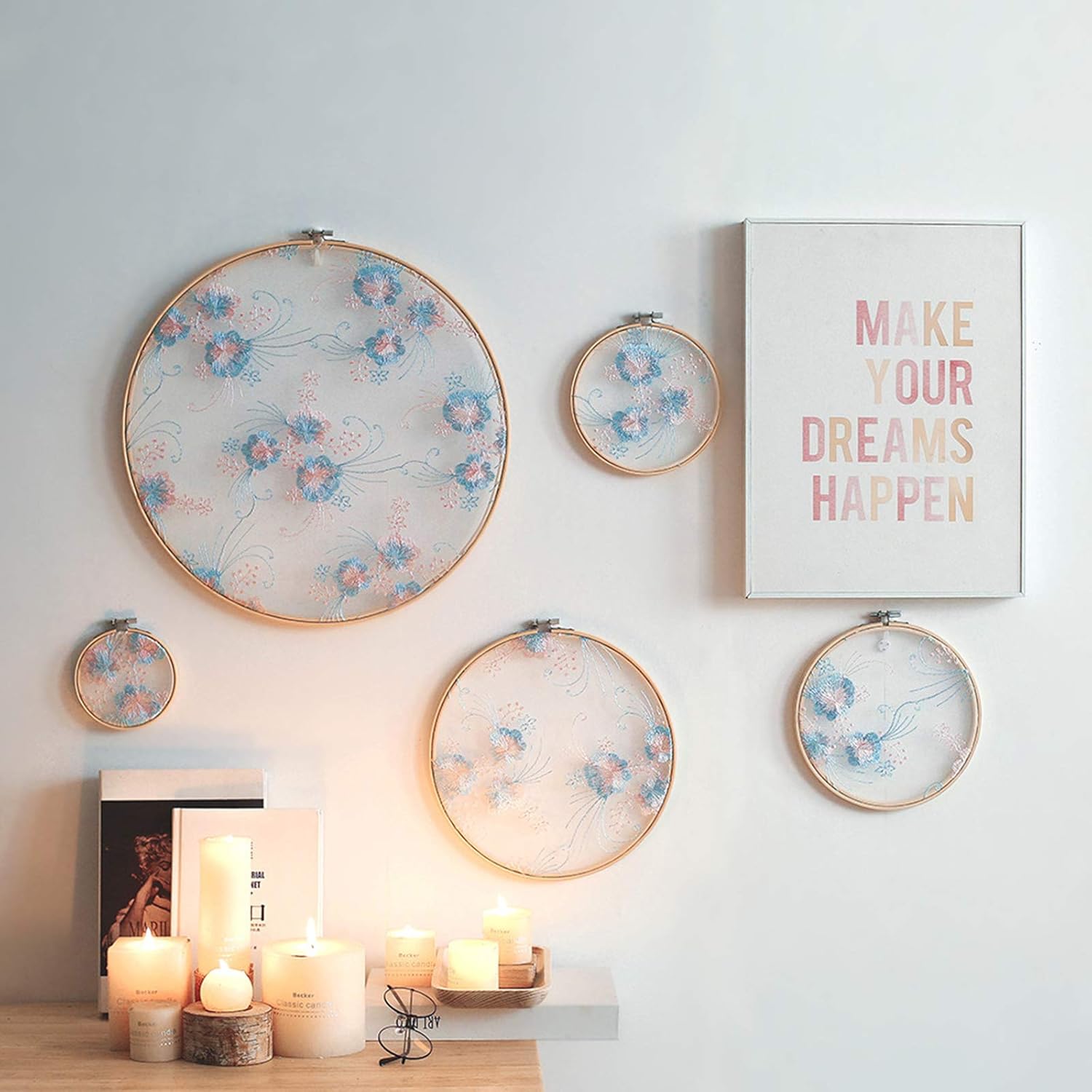 5 PCS Embroidery Hoops Round Bamboo Embroidery Hoop Circle Embroidery Frame Wood Hoop Cross Stitch Hoop Adjustable Sewing Rings Hoop for Embroidery Cross Stitching Crafts(4-8inch)