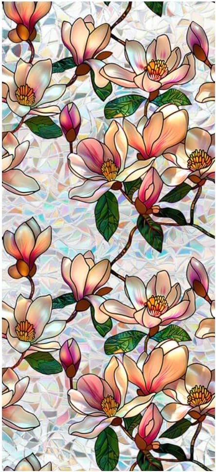 Retro Magnolia Flowers Window Privacy Film Retro Magnolia Flowers Window Privacy Film