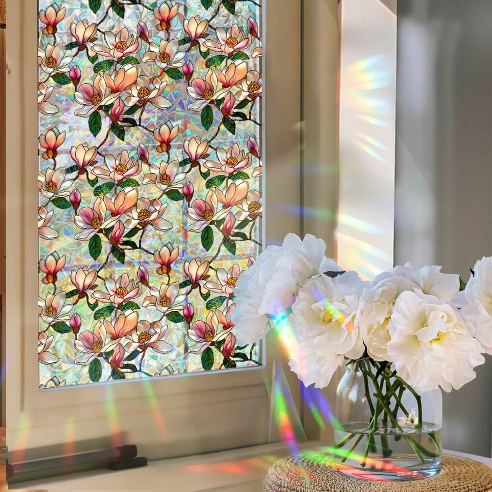 Retro Magnolia Flowers Window Privacy Film