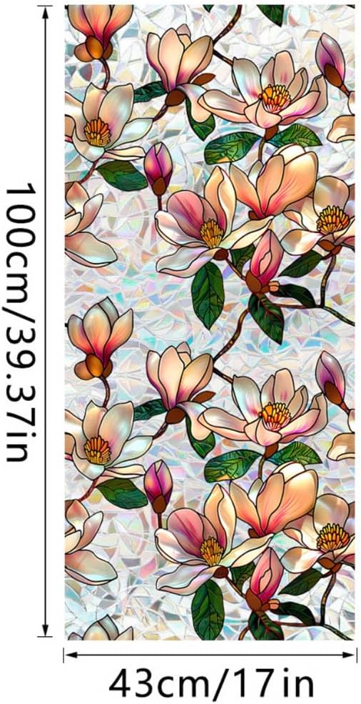 Retro Magnolia Flowers Window Privacy Film