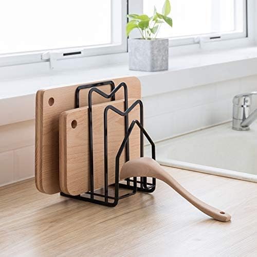 SUNIFCON Cutting Board Rack Organizer Chopping Board Stand Holder Kitchen Countertop Pots Pan Lids Rack Organizer Flat Steel 4.92 x 5.71 x 8.46 in. Black SUNIFCON Cutting Board Rack Organizer Chopping Board Stand Holder Kitchen Countertop Pots Pan Lids Rack Organizer Flat Steel 4.92 x 5.71 x 8.46 in. Black