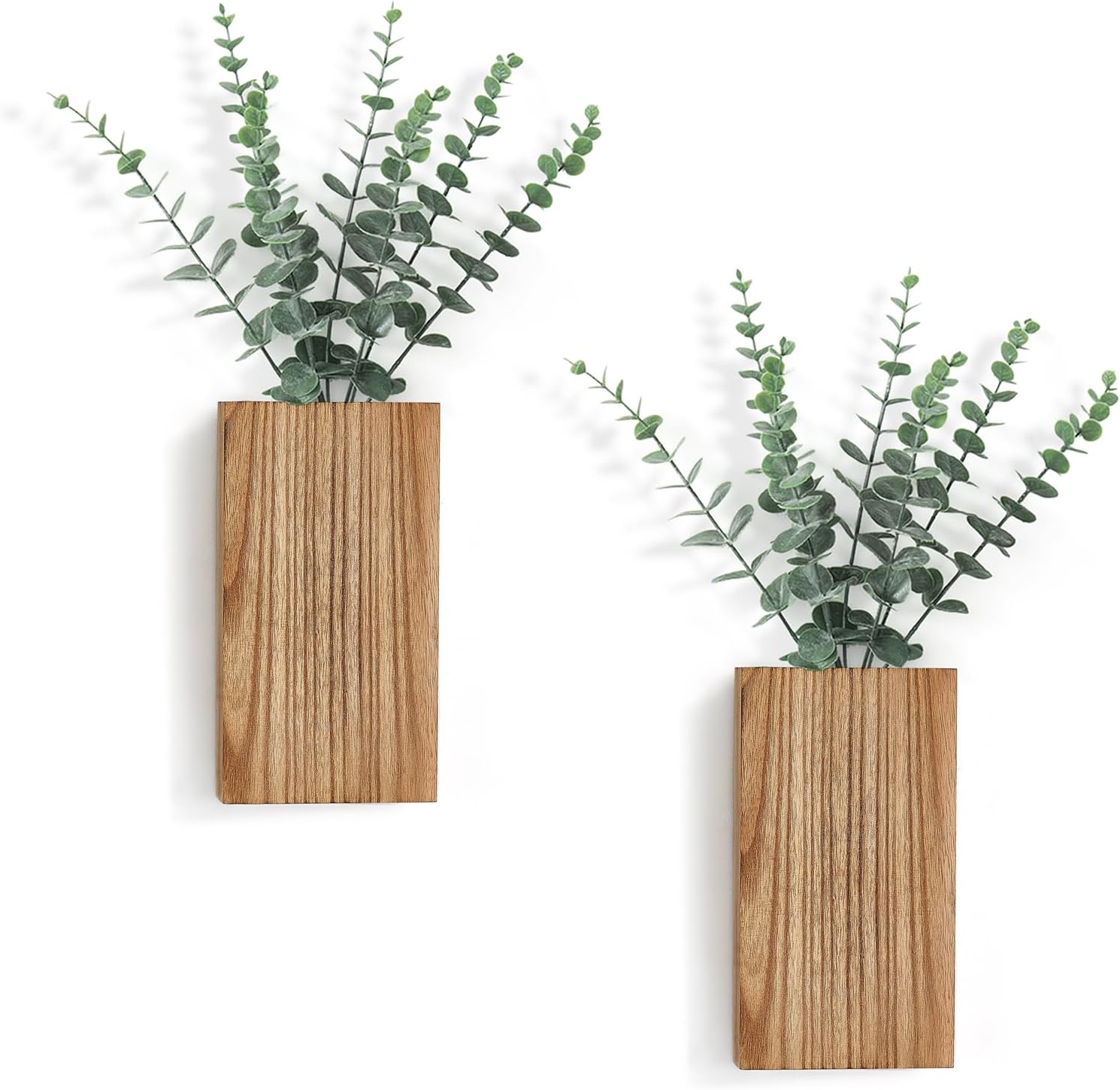 2 Pack Wood Wall Planter Vase with Artificial Eucalyptus Farmhouse Wall Hanging Decor Pocket Planter for Indoor Fake Plants Greenery Flowers 2 Pack Wood Wall Planter Vase with Artificial Eucalyptus Farmhouse Wall Hanging Decor Pocket Planter for Indoor Fake Plants Greenery Flowers
