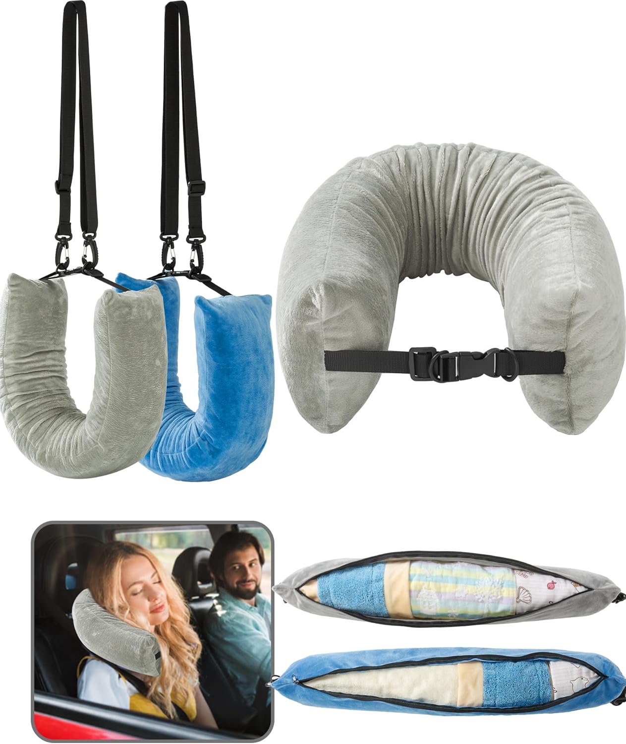 2 Pack Stuffable Travel Neck Pillow for Extra Luggage Clothes Adjustable U-Shapes Airplane Plane Travel Pillow Storage Bag Adjustable Neck Size Travel Essentials Multifunctional Sleeping Rest Cushion 2 Pack Stuffable Travel Neck Pillow for Extra Luggage Clothes Adjustable U-Shapes Airplane Plane Travel Pillow Storage Bag Adjustable Neck Size Travel Essentials Multifunctional Sleeping Rest Cushion