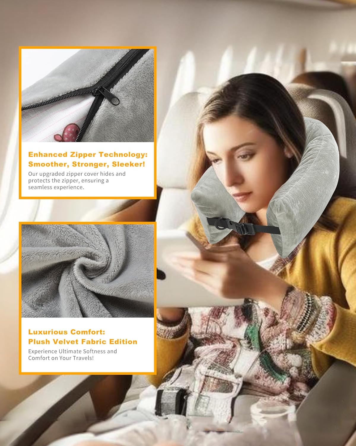 2 Pack Stuffable Travel Neck Pillow for Extra Luggage Clothes Adjustable U-Shapes Airplane Plane Travel Pillow Storage Bag Adjustable Neck Size Travel Essentials Multifunctional Sleeping Rest Cushion
