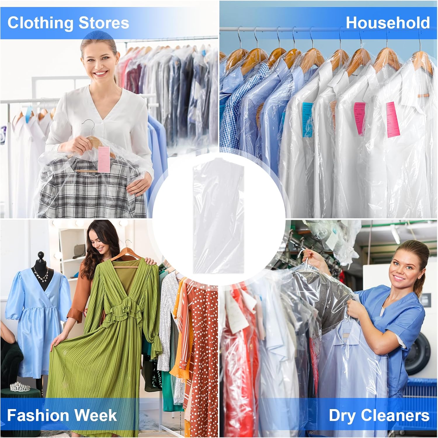 30 Pack Clear Garment Bags