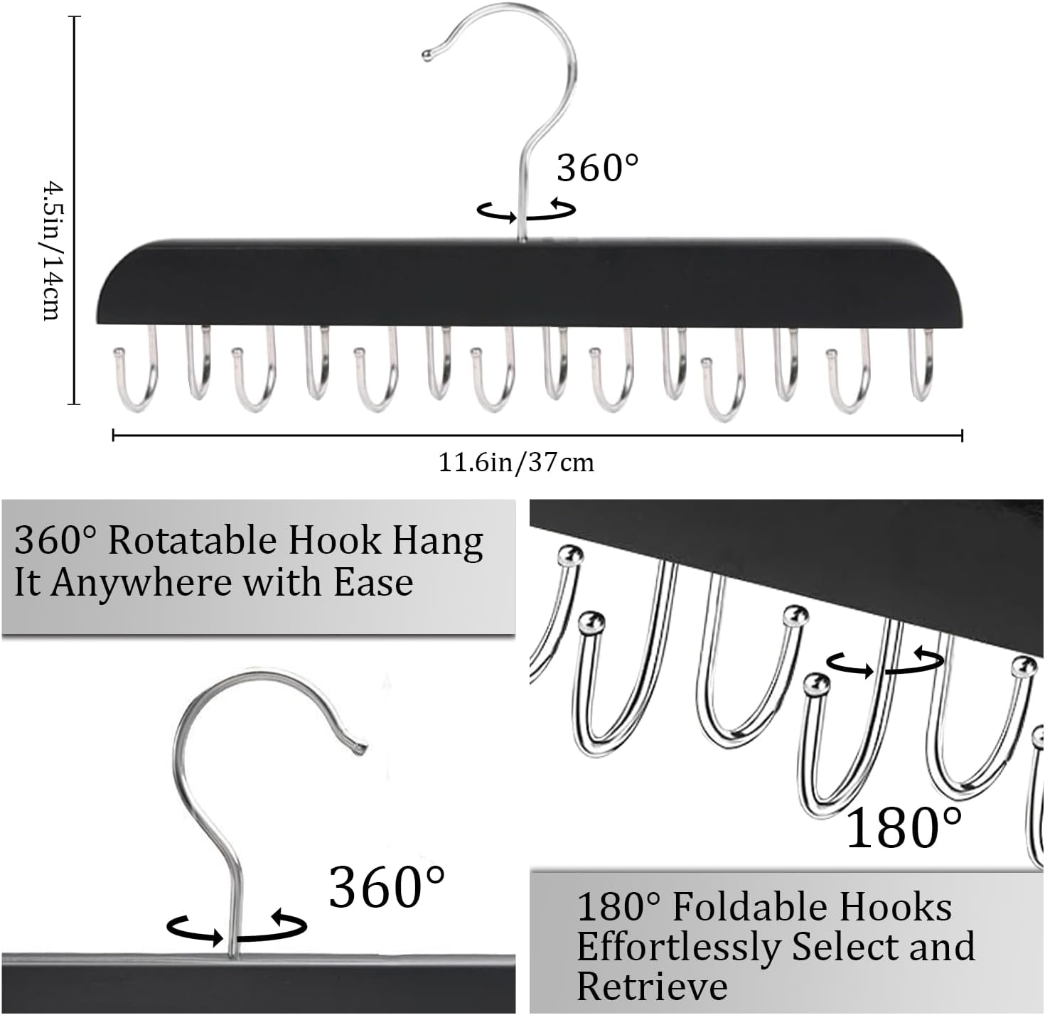 Belt Hanger Belt Organizer Tie Rack Tank Top Bra Hanger Tie Hanger Bra Organizer for Closet with 14 Hooks