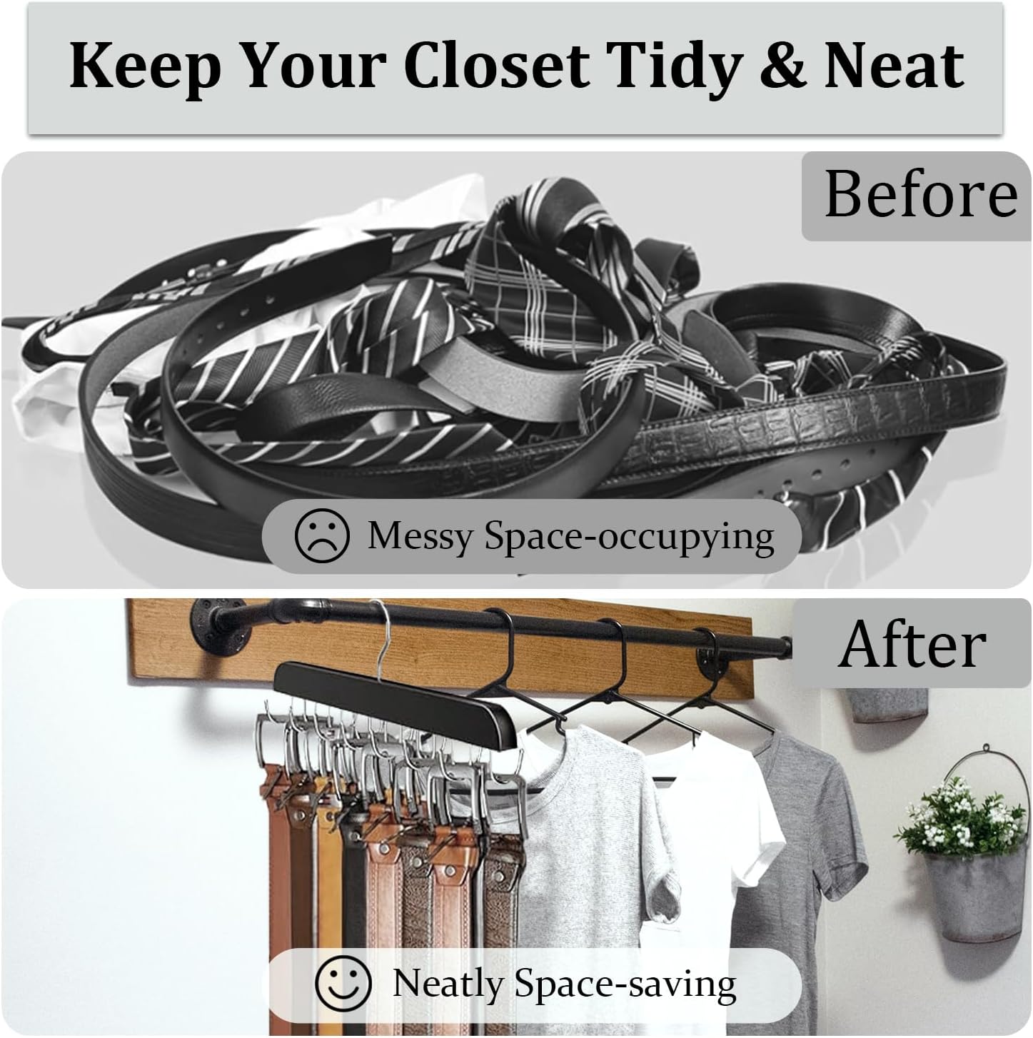 Belt Hanger Belt Organizer Tie Rack Tank Top Bra Hanger Tie Hanger Bra Organizer for Closet with 14 Hooks