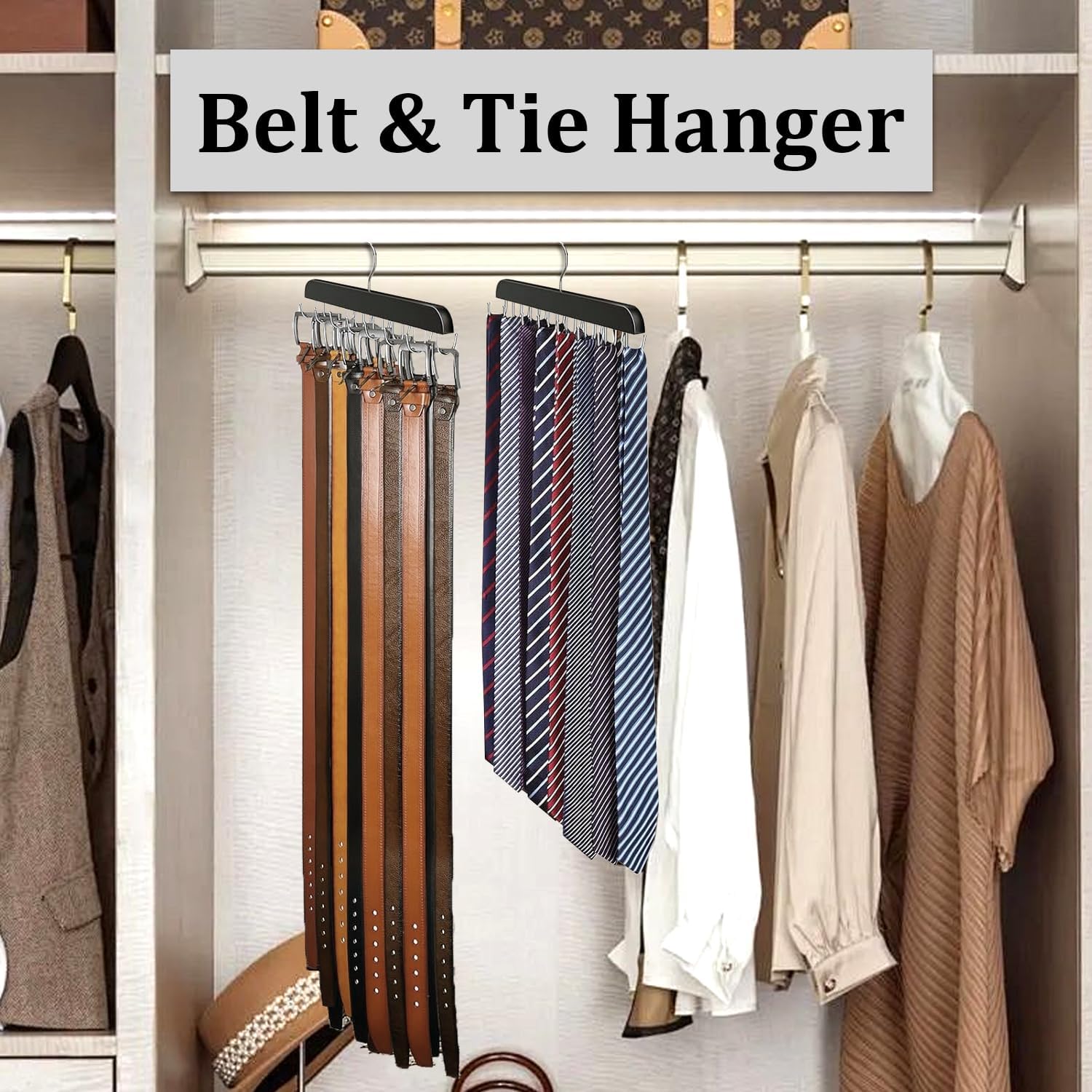 Belt Hanger Belt Organizer Tie Rack Tank Top Bra Hanger Tie Hanger Bra Organizer for Closet with 14 Hooks