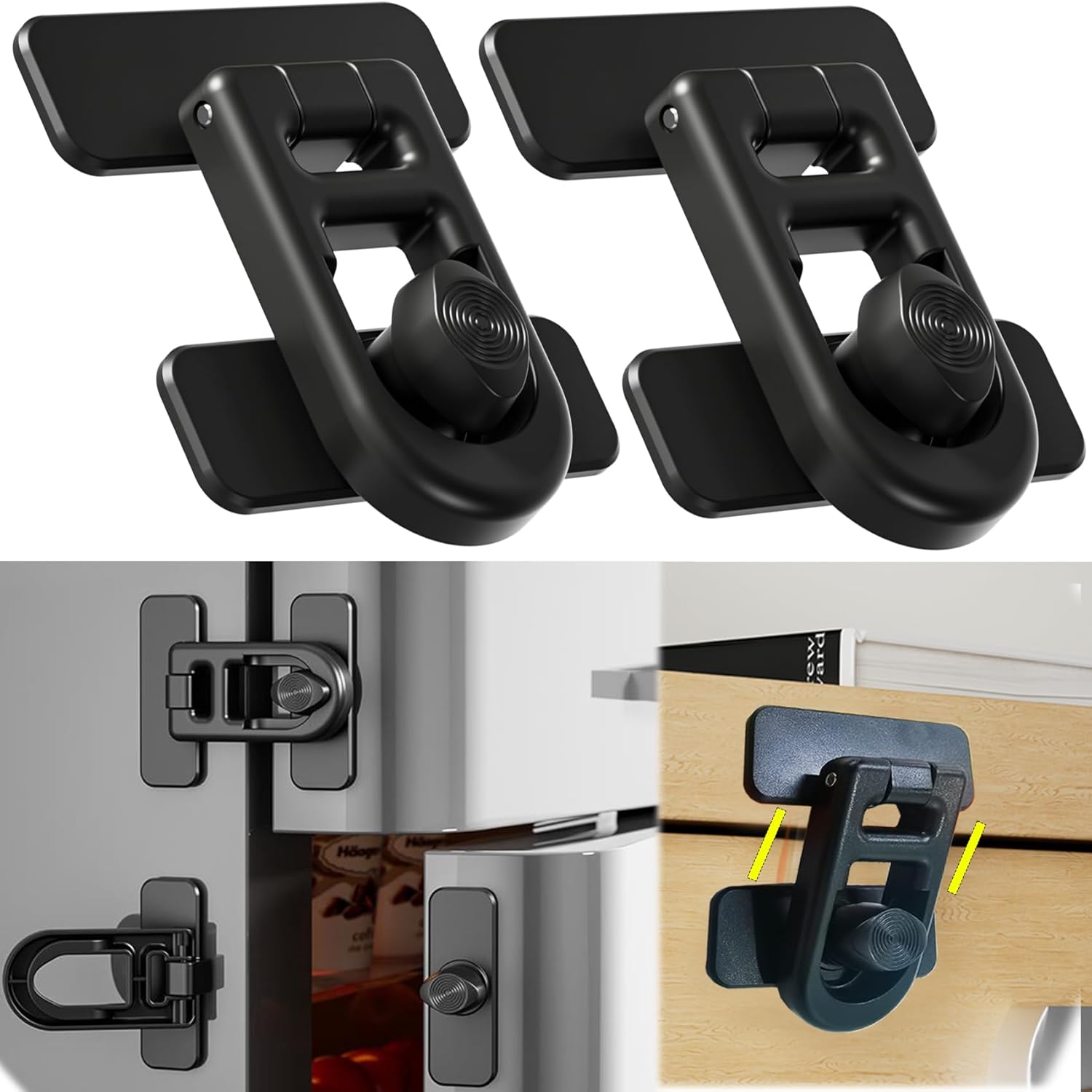 2-Pack Refrigerator Lock Baby Proofing for Cabinet Door Drawer Freezer RV Oven Cupboard Closet Kitchen 2-Pack Refrigerator Lock Baby Proofing for Cabinet Door Drawer Freezer RV Oven Cupboard Closet Kitchen