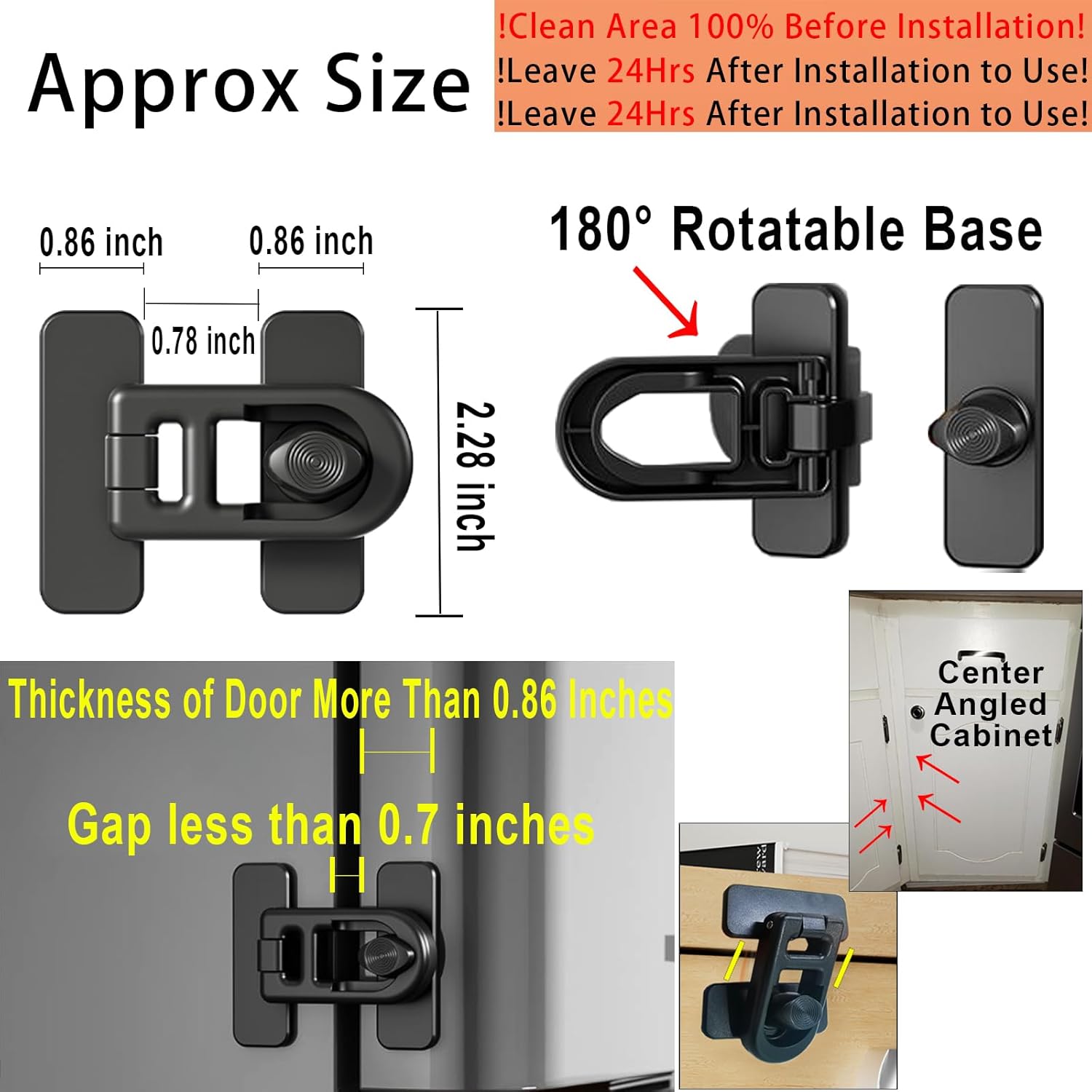 2-Pack Refrigerator Lock Baby Proofing for Cabinet Door Drawer Freezer RV Oven Cupboard Closet Kitchen