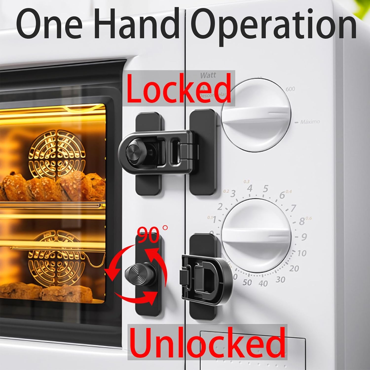 2-Pack Refrigerator Lock Baby Proofing for Cabinet Door Drawer Freezer RV Oven Cupboard Closet Kitchen