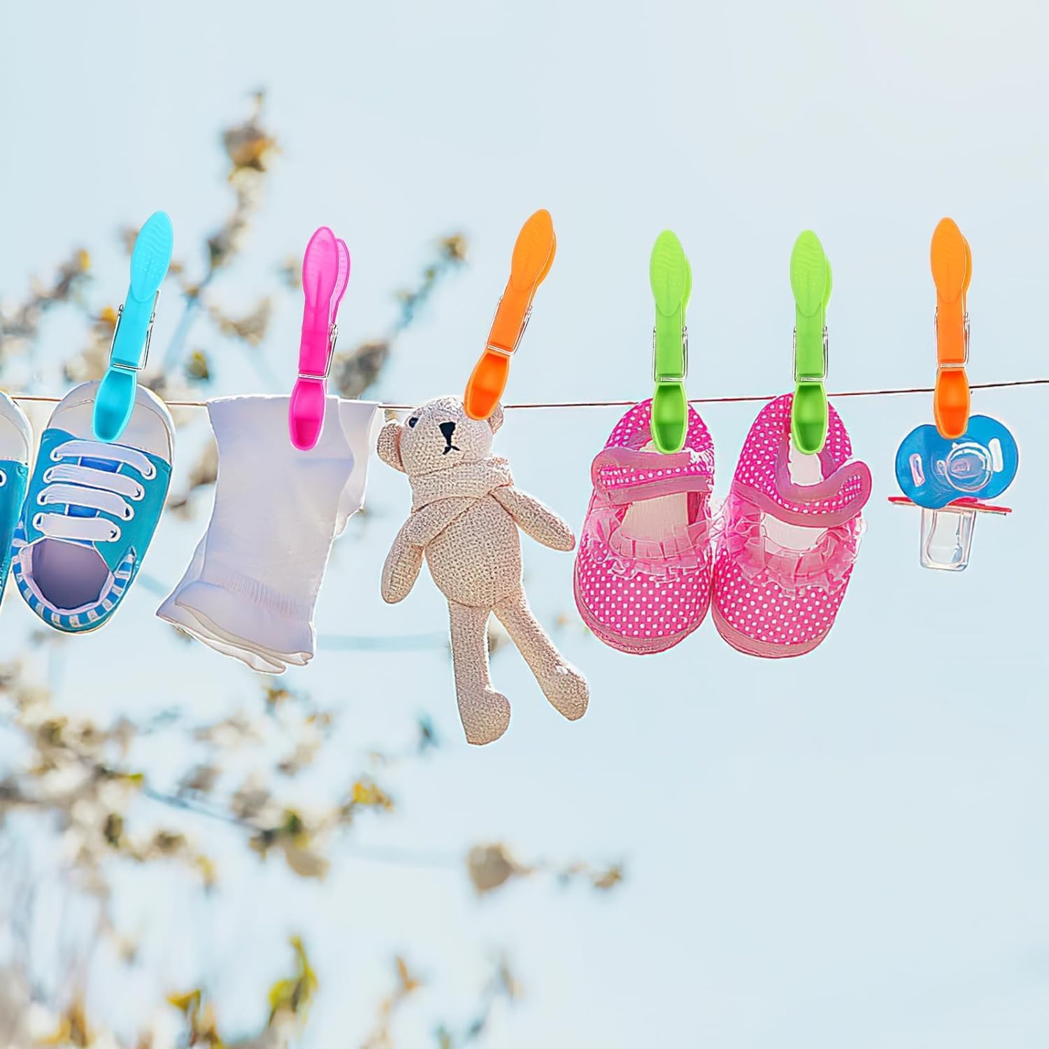 48 PCS Windproof clothespins Plastic clothespins for Clothesline Strong Grip Clothes Pegs for Indoor and Outdoor Clothesline Area Clothes Hanger Clip