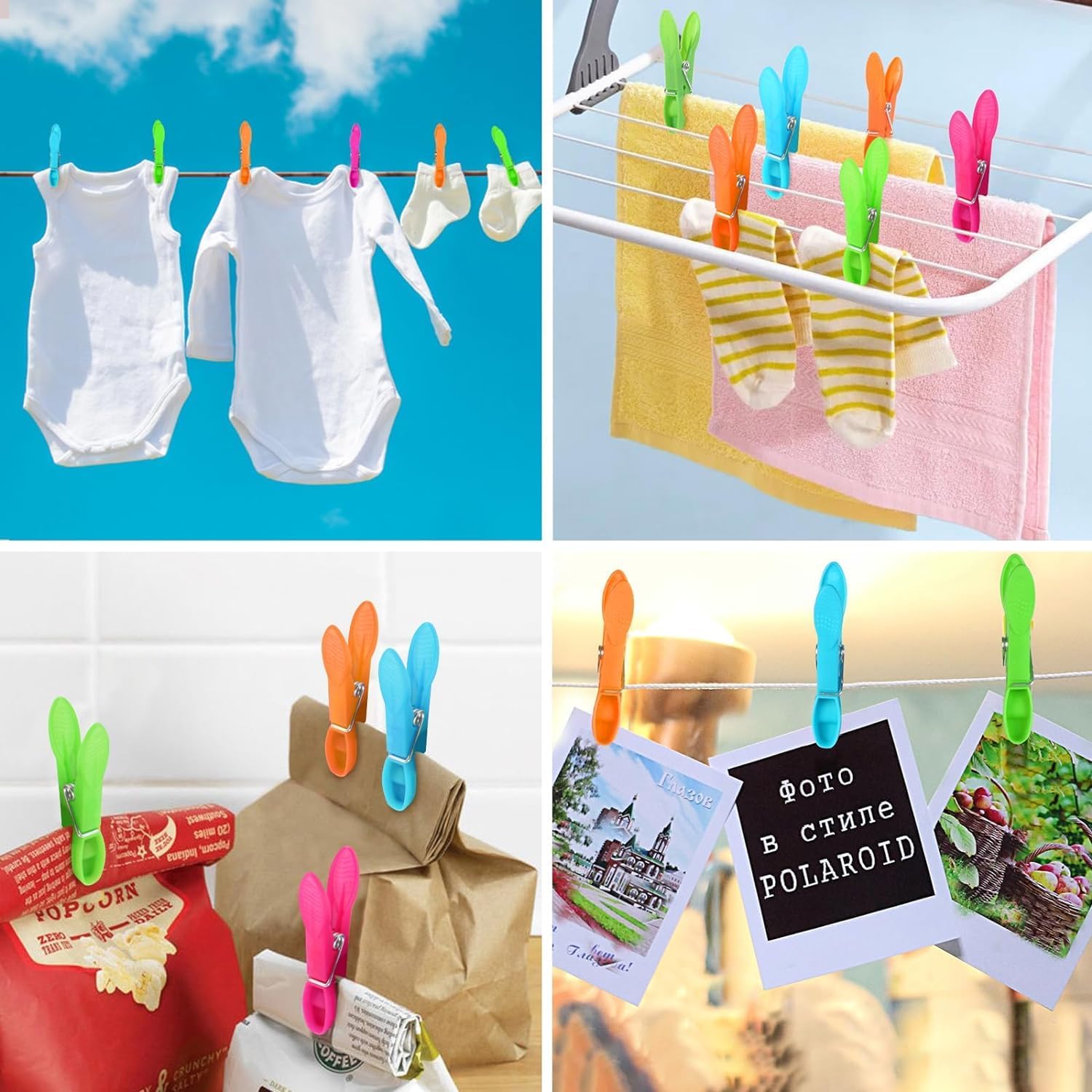 48 PCS Windproof clothespins Plastic clothespins for Clothesline Strong Grip Clothes Pegs for Indoor and Outdoor Clothesline Area Clothes Hanger Clip