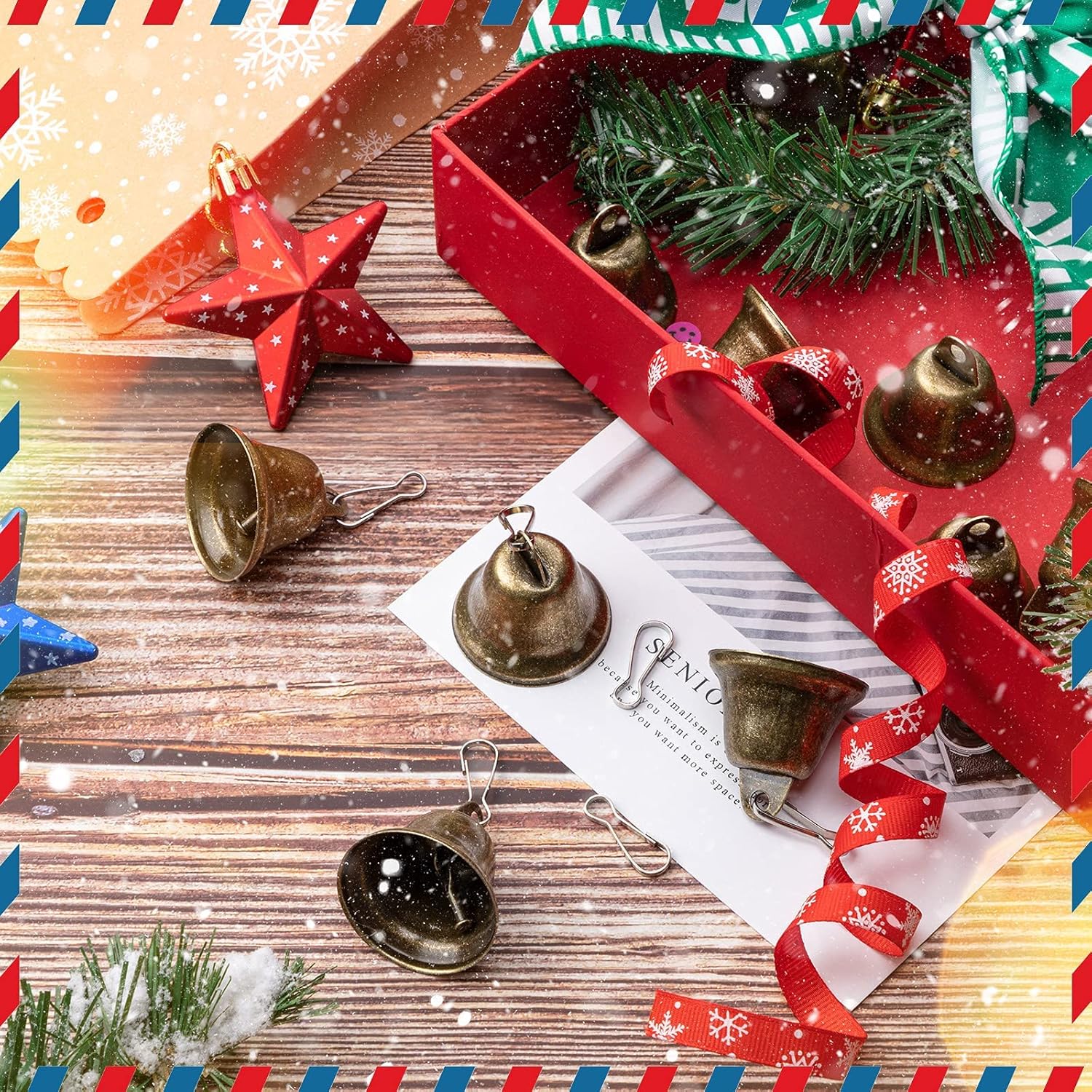 30 Pieces Craft Bells Small Brass Bells for Crafts Vintage Bells with Spring Hooks for Hanging Wind Chimes Making Dog Training Doorbell Christmas Tree Wedding Decor