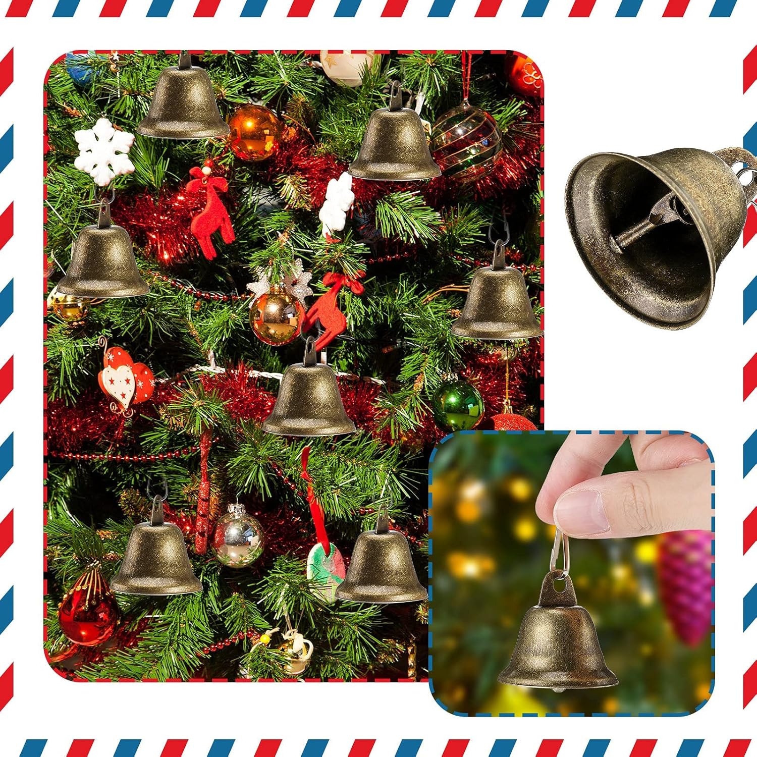 30 Pieces Craft Bells Small Brass Bells for Crafts Vintage Bells with Spring Hooks for Hanging Wind Chimes Making Dog Training Doorbell Christmas Tree Wedding Decor