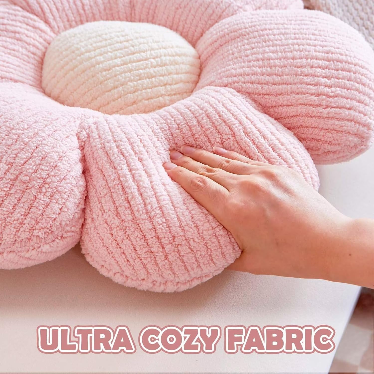 White Flower Decorative Throw Pillow for Bed Couch