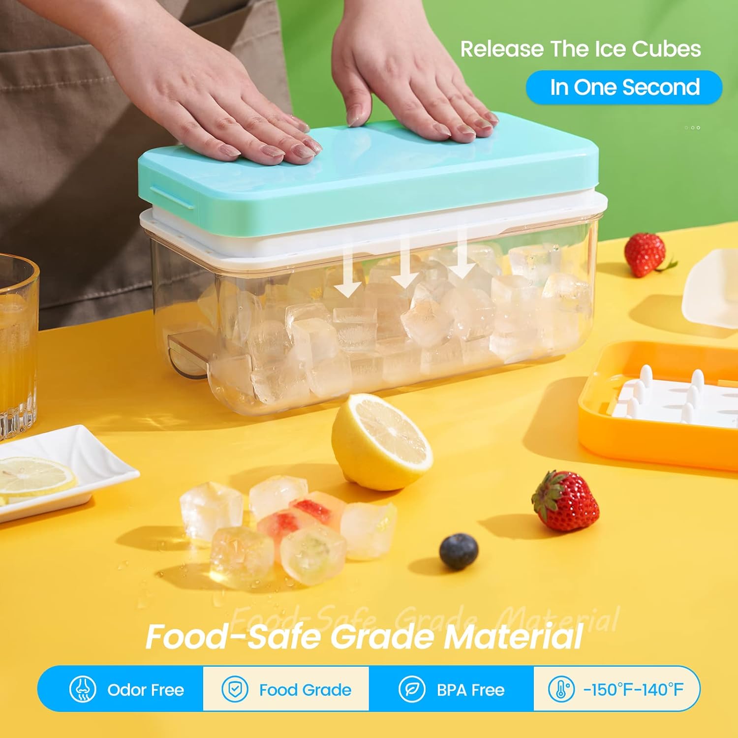 Ice Cube Tray with Lid and Bin