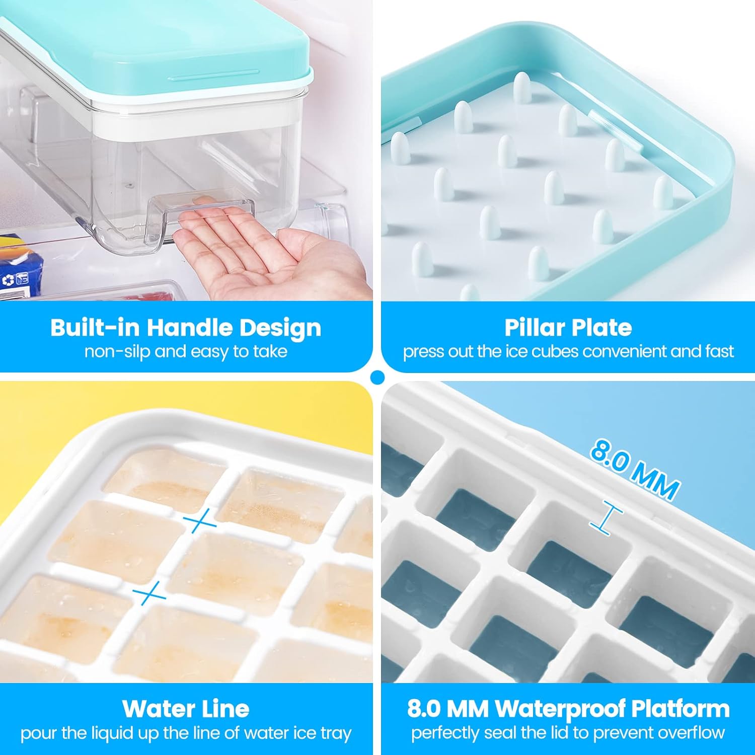 Ice Cube Tray with Lid and Bin