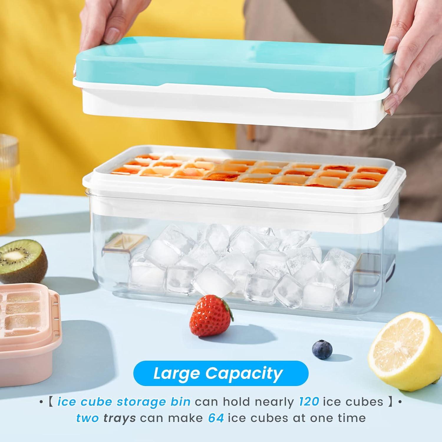 Ice Cube Tray with Lid and Bin
