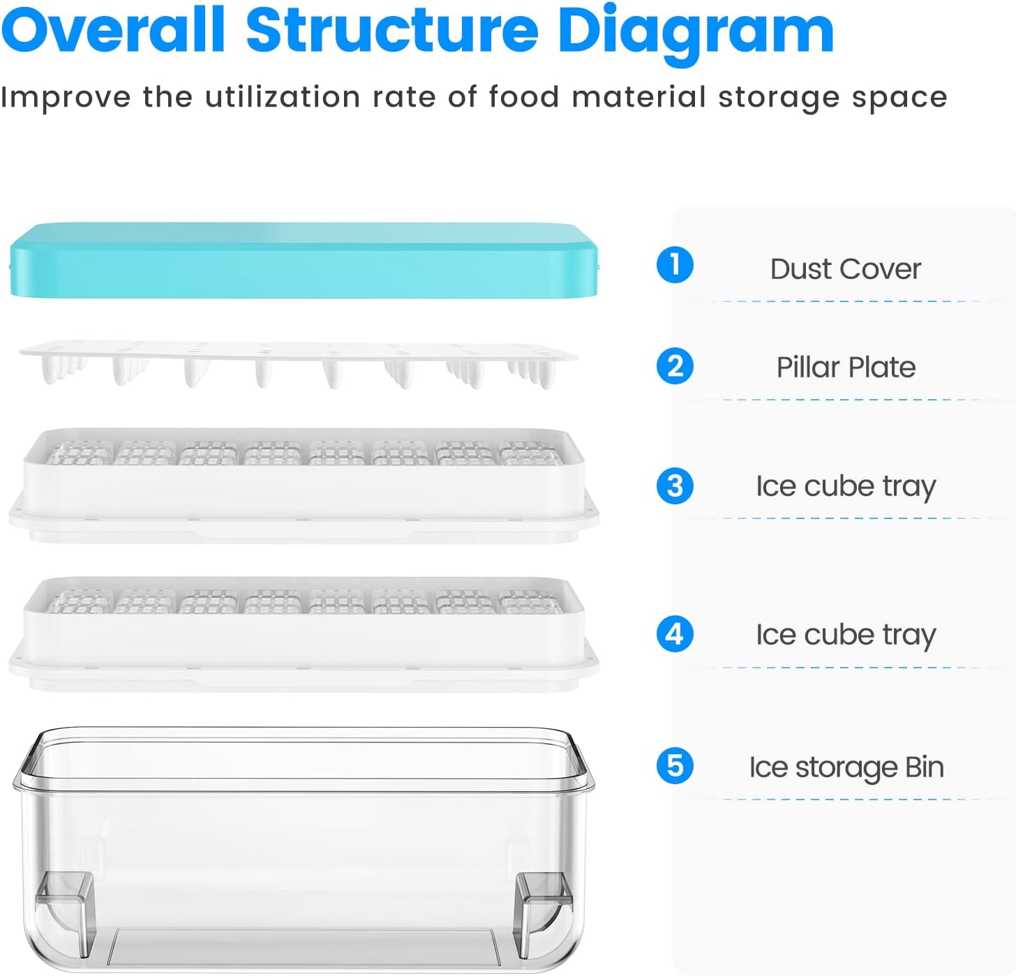 Ice Cube Tray with Lid and Bin