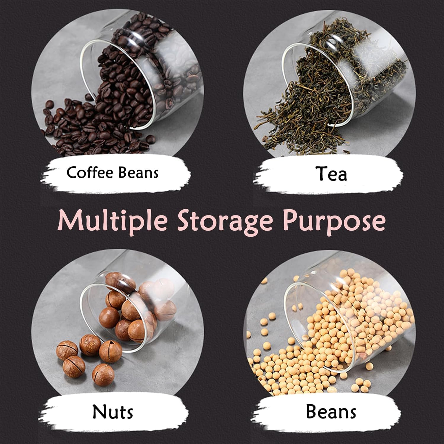 Airtight Borosilicate Glass Coffee Bean Storage Container with Vacuum Sealed Lid