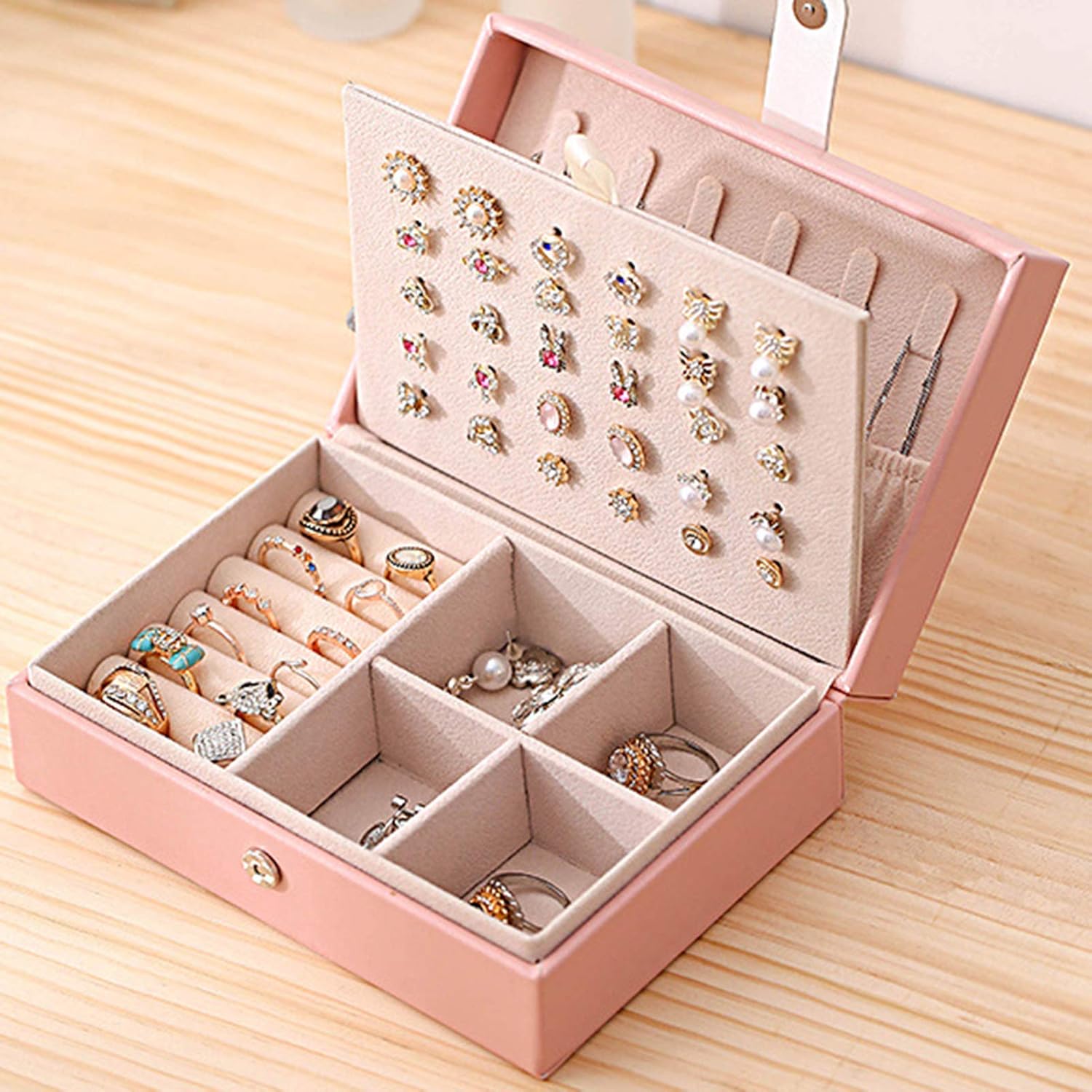 Stylish and Functional PU Leather Jewelry Storage Box for Organized Accessories