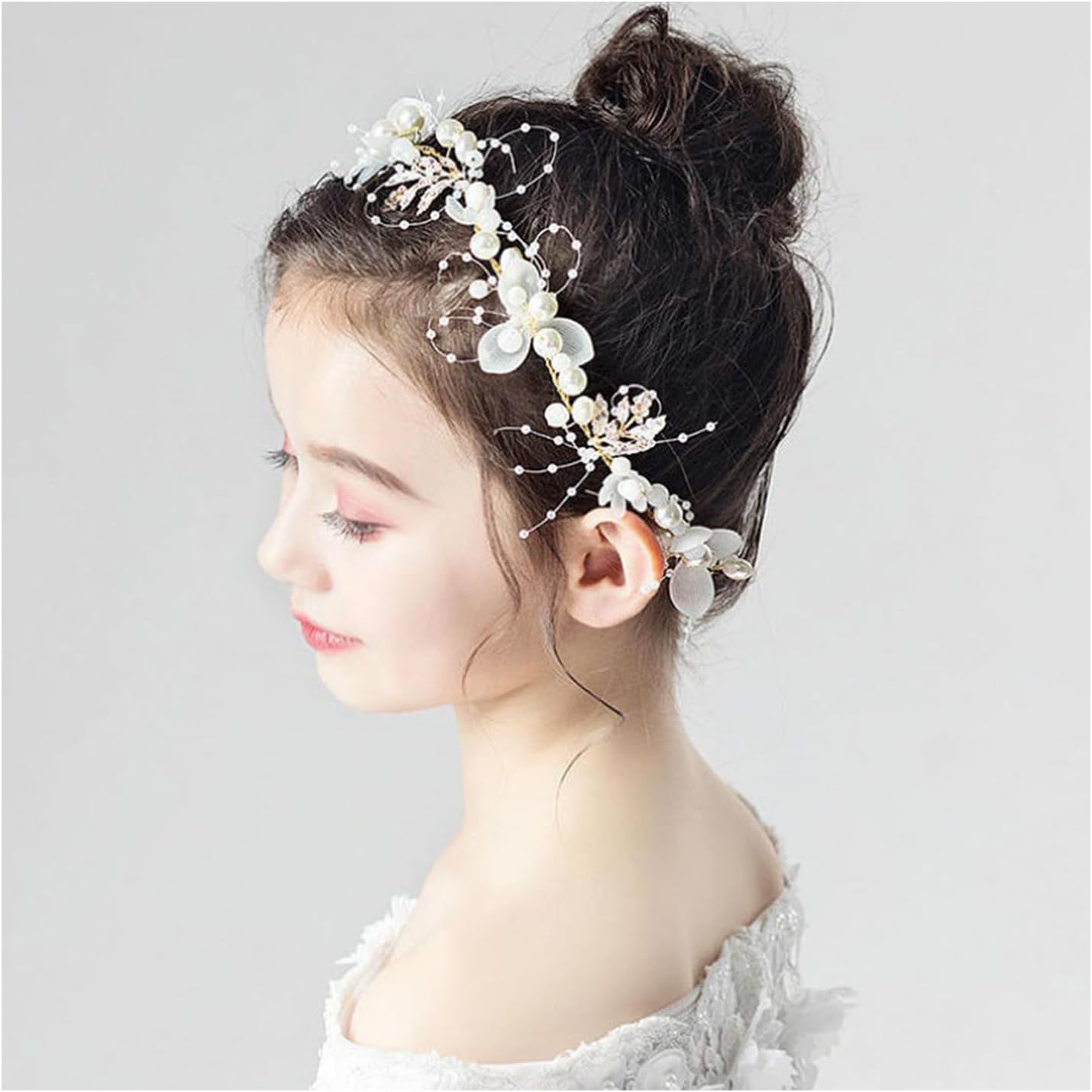 Flower Bridal Girl Bride Wedding Pearl Crown Headband Hair Headbands Tiara Vine Piece Accessories for Girls Accessories Shows (A39-1)