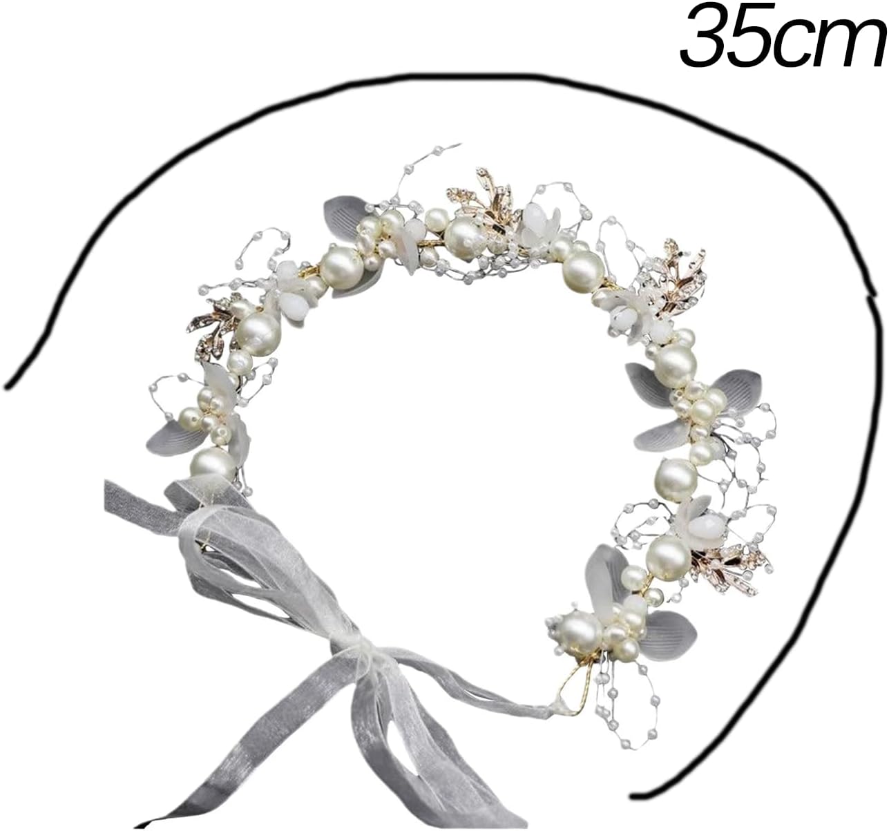 Flower Bridal Girl Bride Wedding Pearl Crown Headband Hair Headbands Tiara Vine Piece Accessories for Girls Accessories Shows (A39-1)