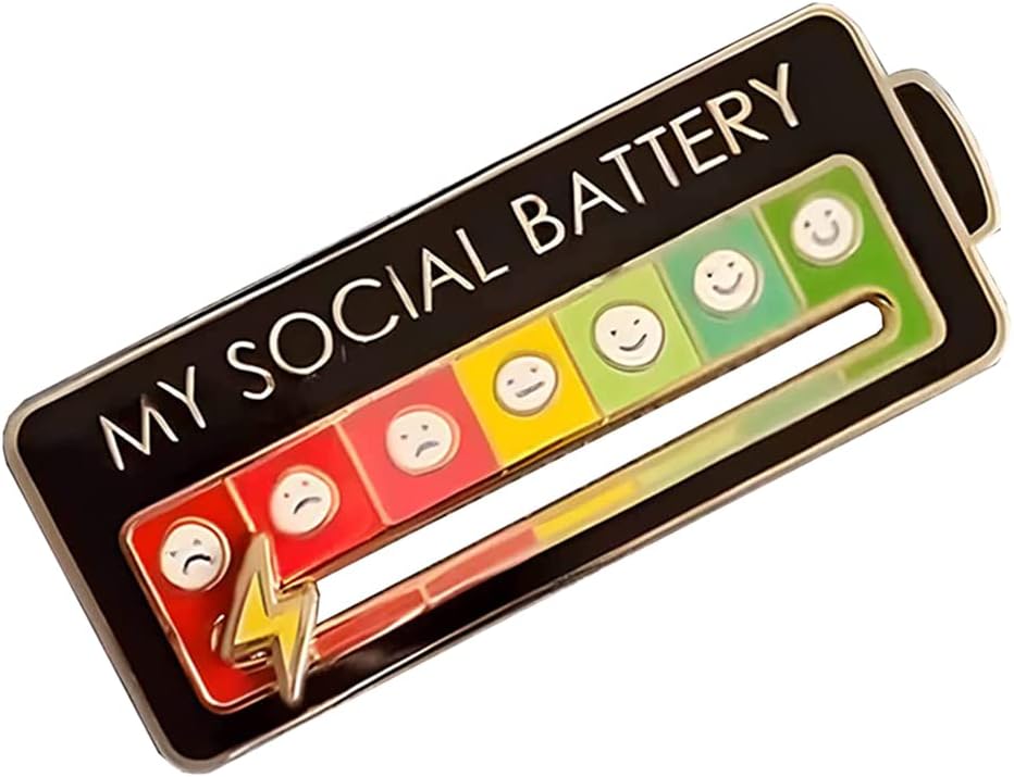 MY SOCIAL BATTERY Enamel Mood Conversion Lapel Pin Badge Funny Social Battery Indicator MY SOCIAL BATTERY Enamel Mood Conversion Lapel Pin Badge Funny Social Battery Indicator