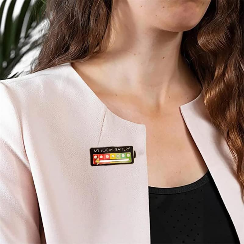 MY SOCIAL BATTERY Enamel Mood Conversion Lapel Pin Badge Funny Social Battery Indicator