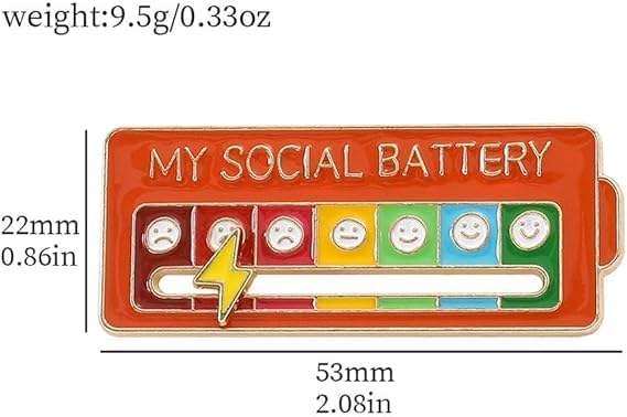 MY SOCIAL BATTERY Enamel Mood Conversion Lapel Pin Badge Funny Social Battery Indicator