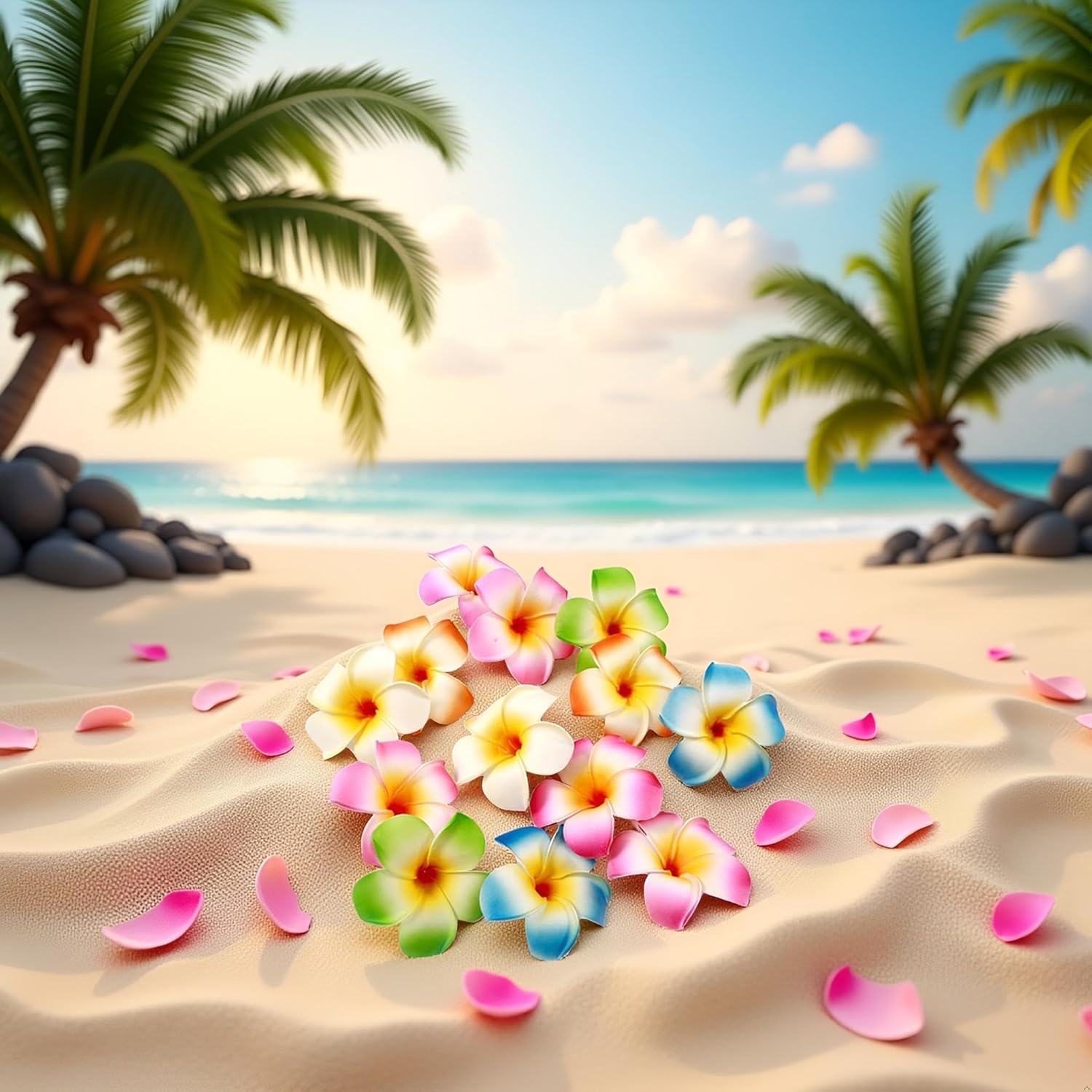 10Pcs Multicolor Hawaii Plumeria Flower Clips