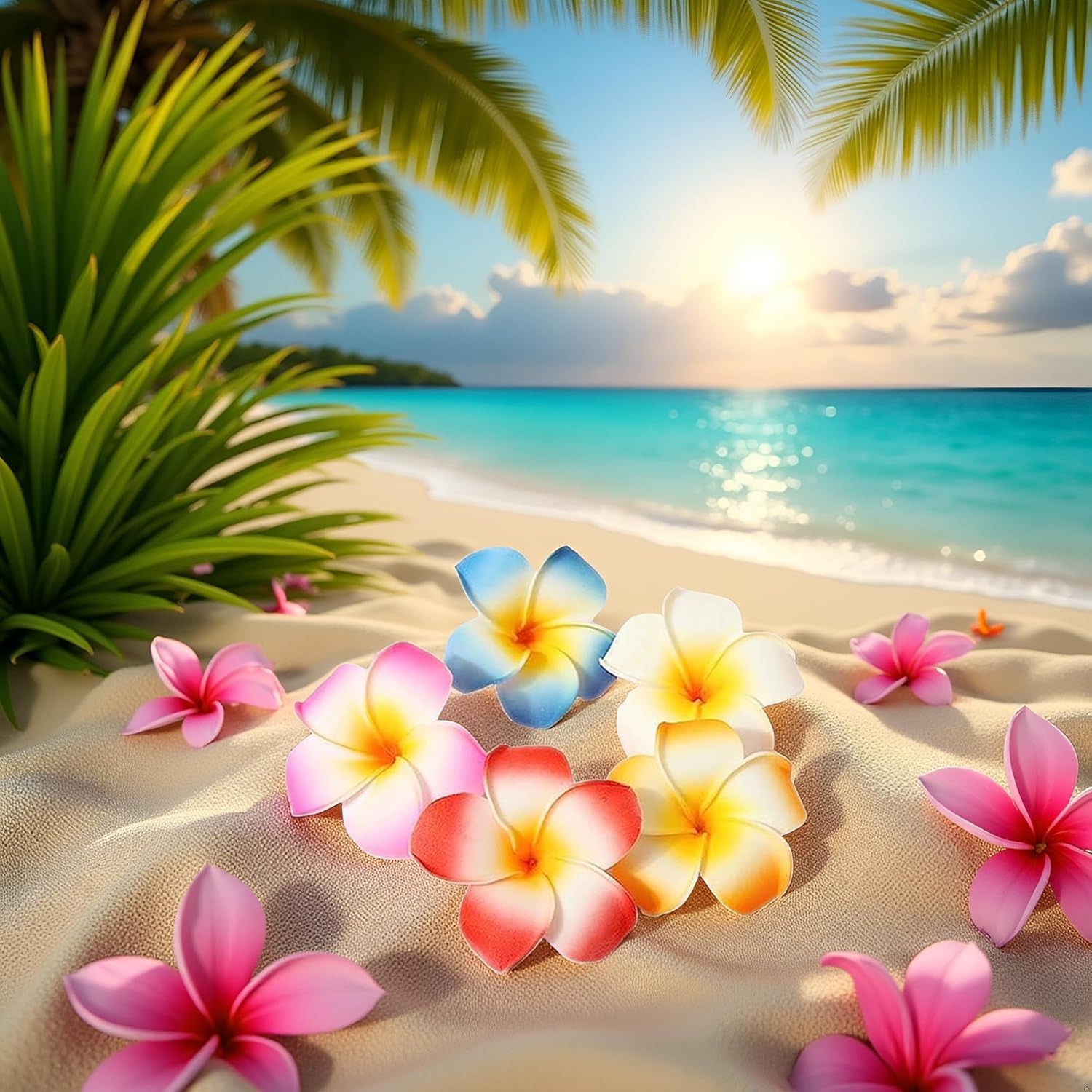10Pcs Multicolor Hawaii Plumeria Flower Clips