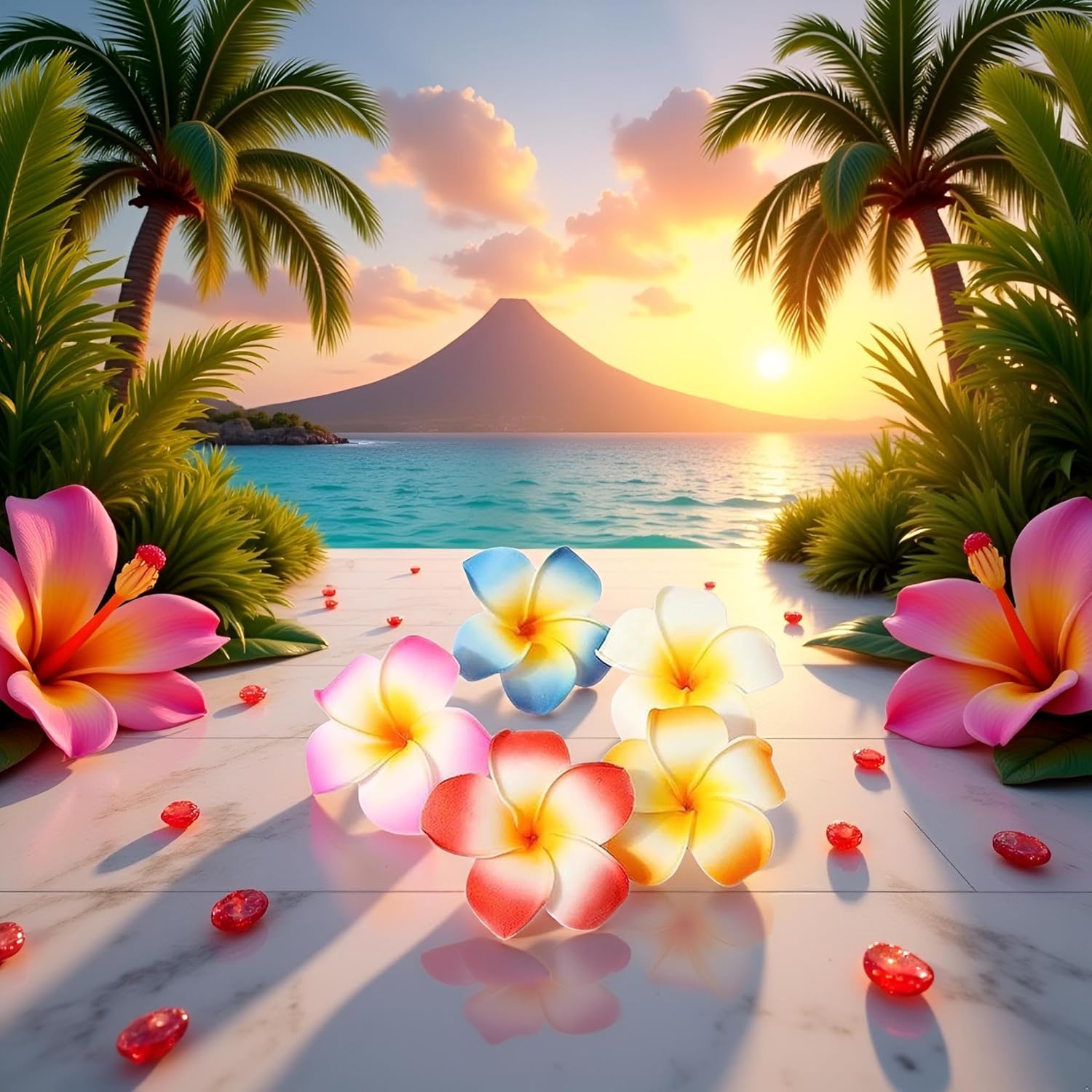 10Pcs Multicolor Hawaii Plumeria Flower Clips