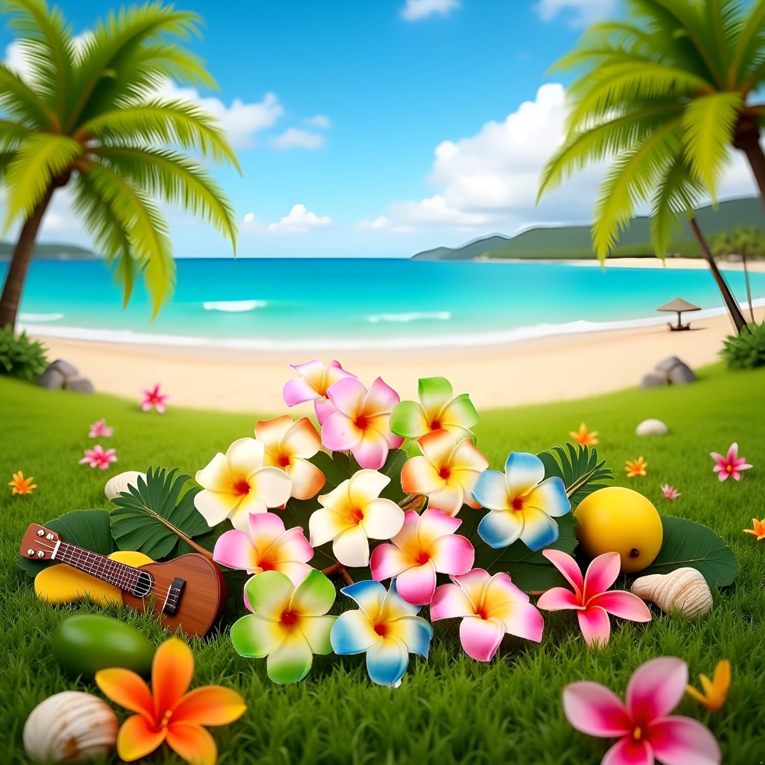 10Pcs Multicolor Hawaii Plumeria Flower Clips