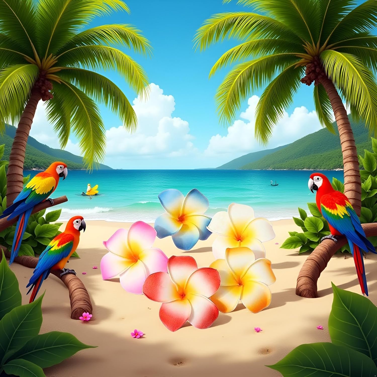 10Pcs Multicolor Hawaii Plumeria Flower Clips